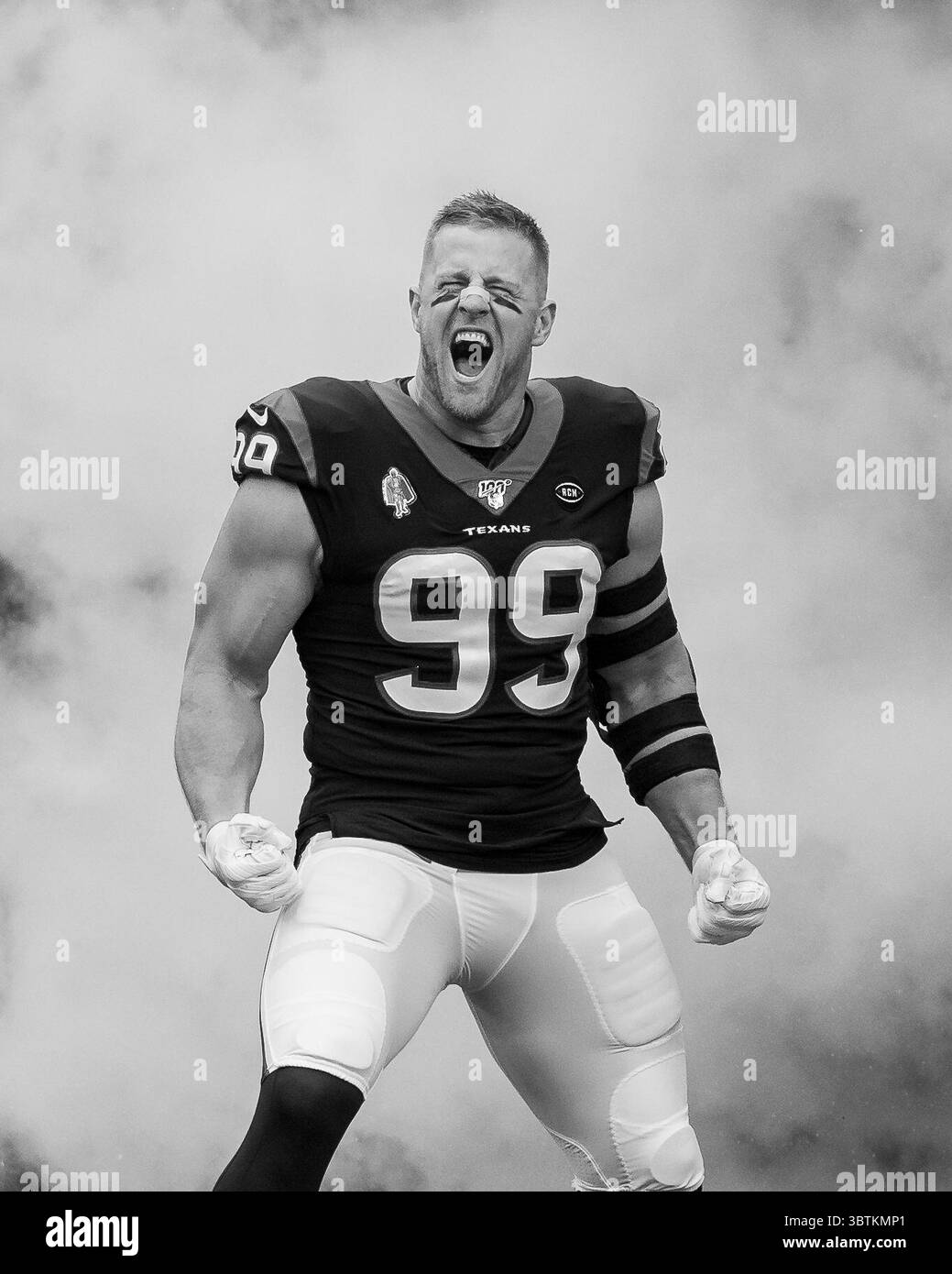 27 ottobre 2019: Il defensive end degli Houston Texans J.J. Watt (99) fu introdotto prima della gara contro gli Oakland Raiders all'NRG Stadium di Houston, Texas. Il punteggio ai Raiders della metà del 14-10. Maria Lysaker / CSM.(immagine di credito: &Copy; Maria Lysaker/CSM tramite filo ZUMA) Foto Stock