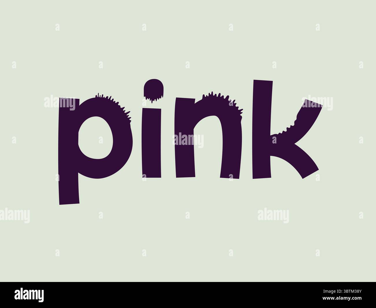 Pink Typography Vector Word Art Funny stravagante stile grassetto lettere di cartone animato grafica Illustrazione Vettoriale