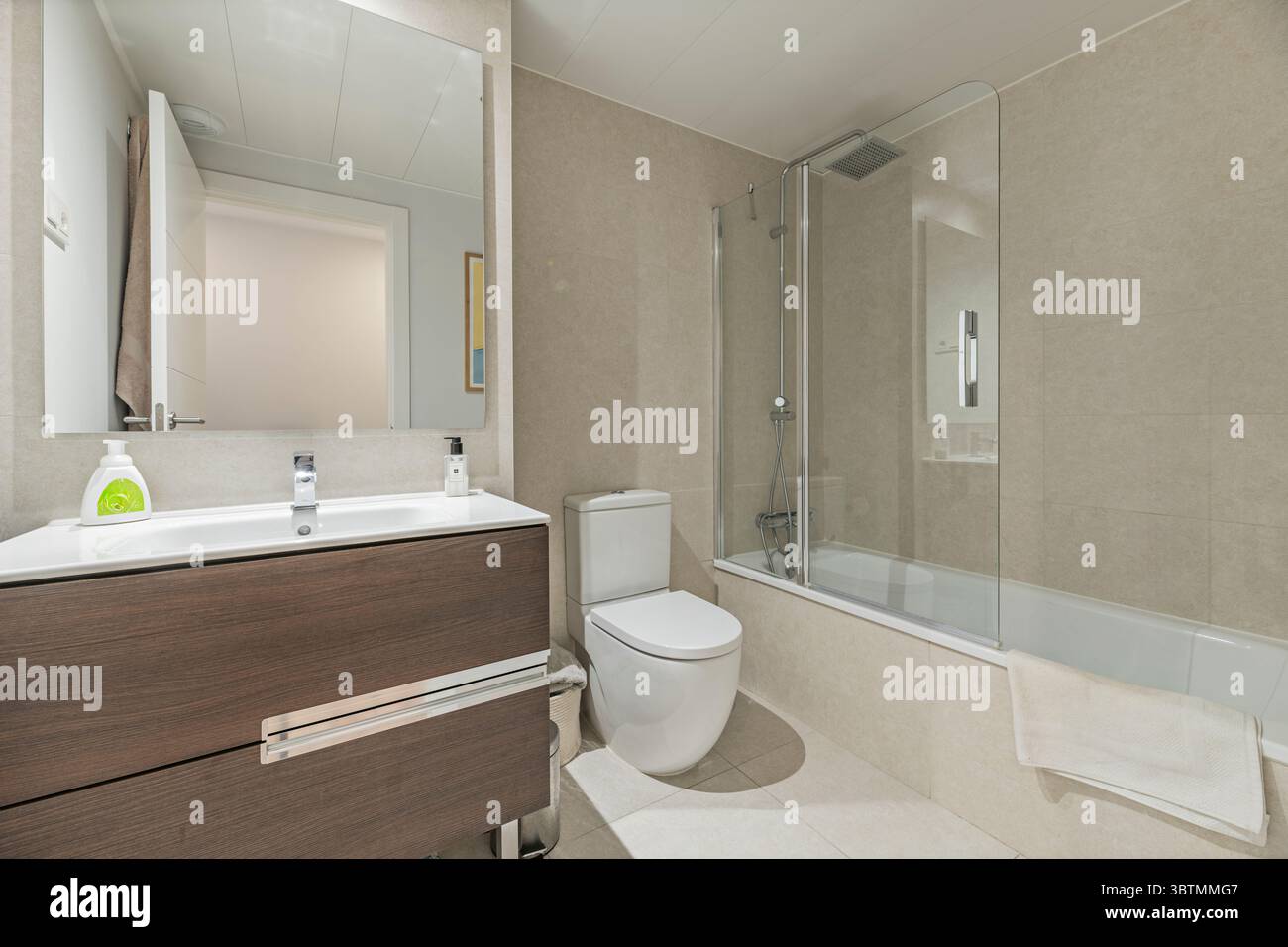 Oggi, gli arredi moderni del bagno hanno radicalmente trasformato il modo in cui concepiamo e usiamo questo spazio Foto Stock