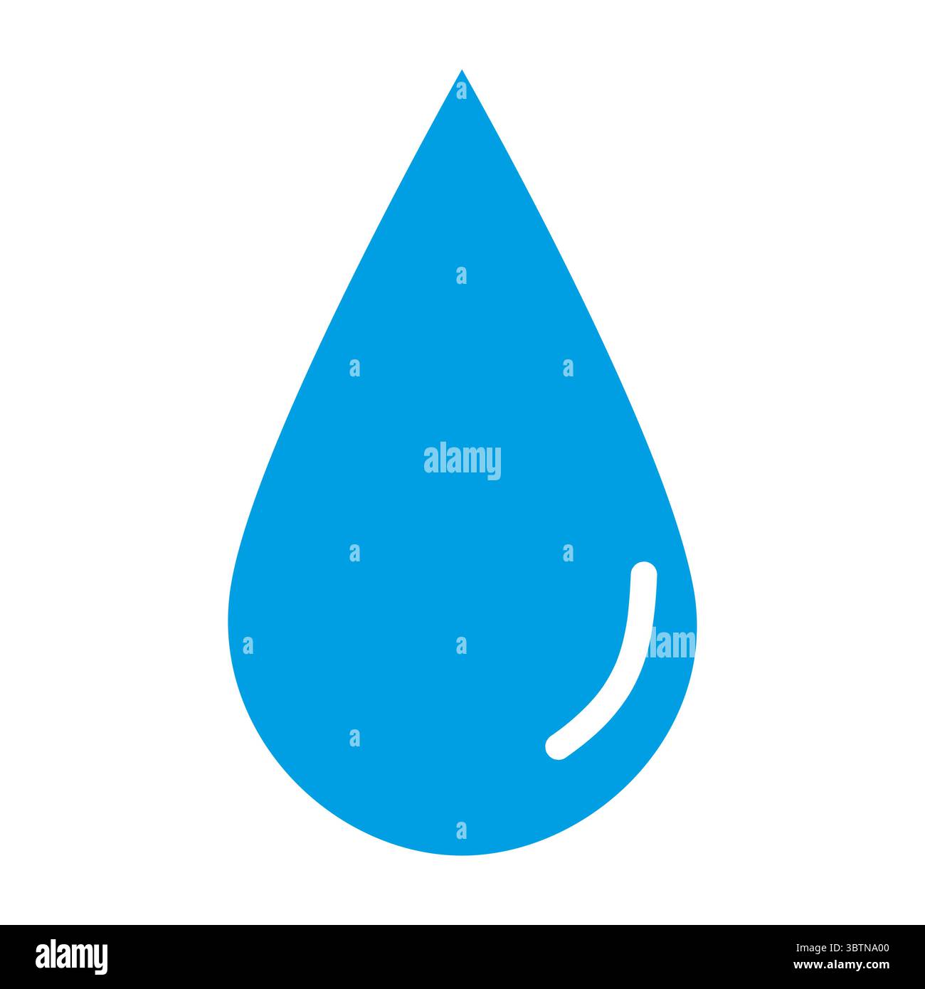 Gocce d'acqua blu con evidenziazione bianca su sfondo bianco pulito Illustrazione Vettoriale