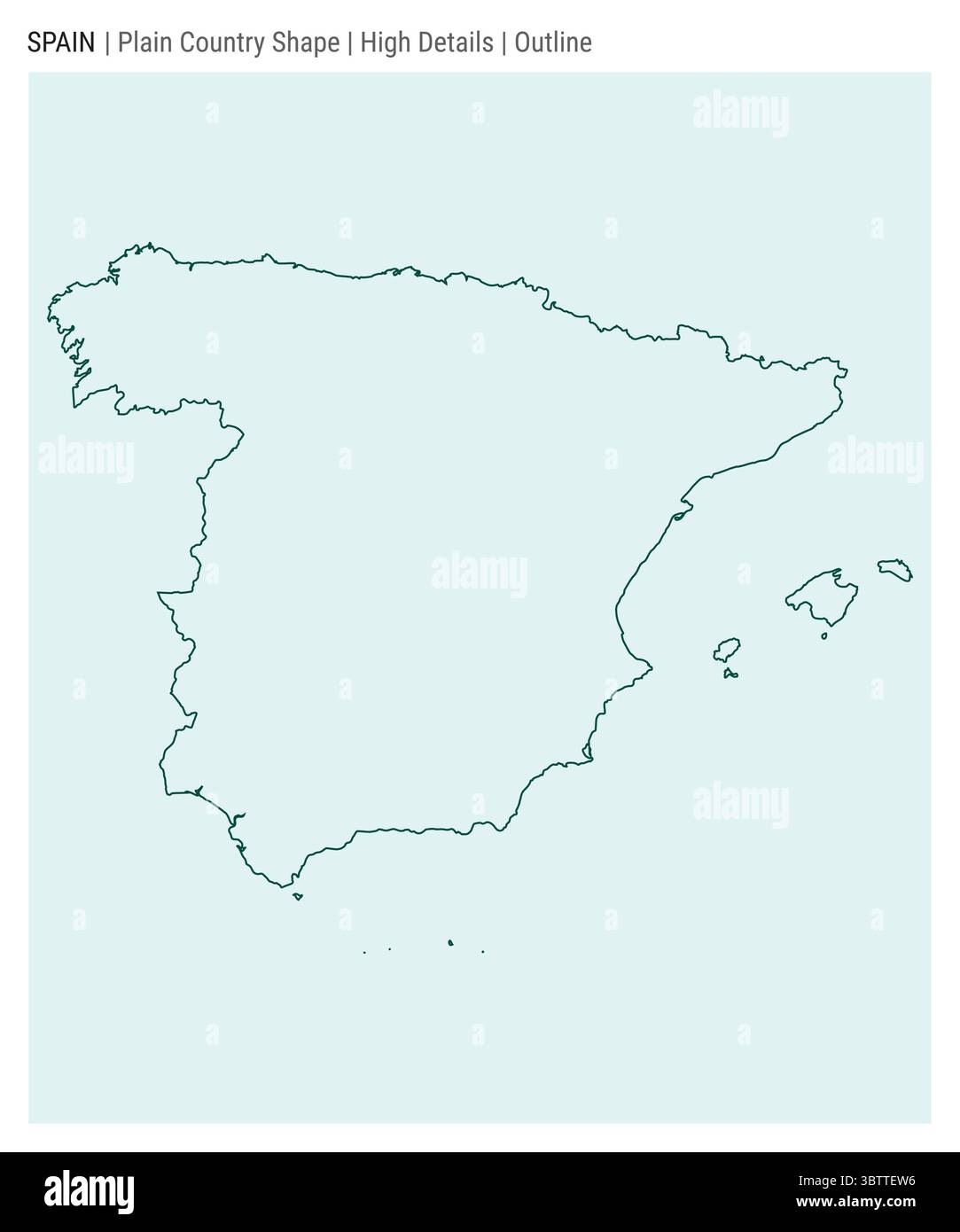 Mappa della Spagna. Dettagli di alto livello. Stile contorno. Forma della Spagna. Illustrazione vettoriale. Illustrazione Vettoriale