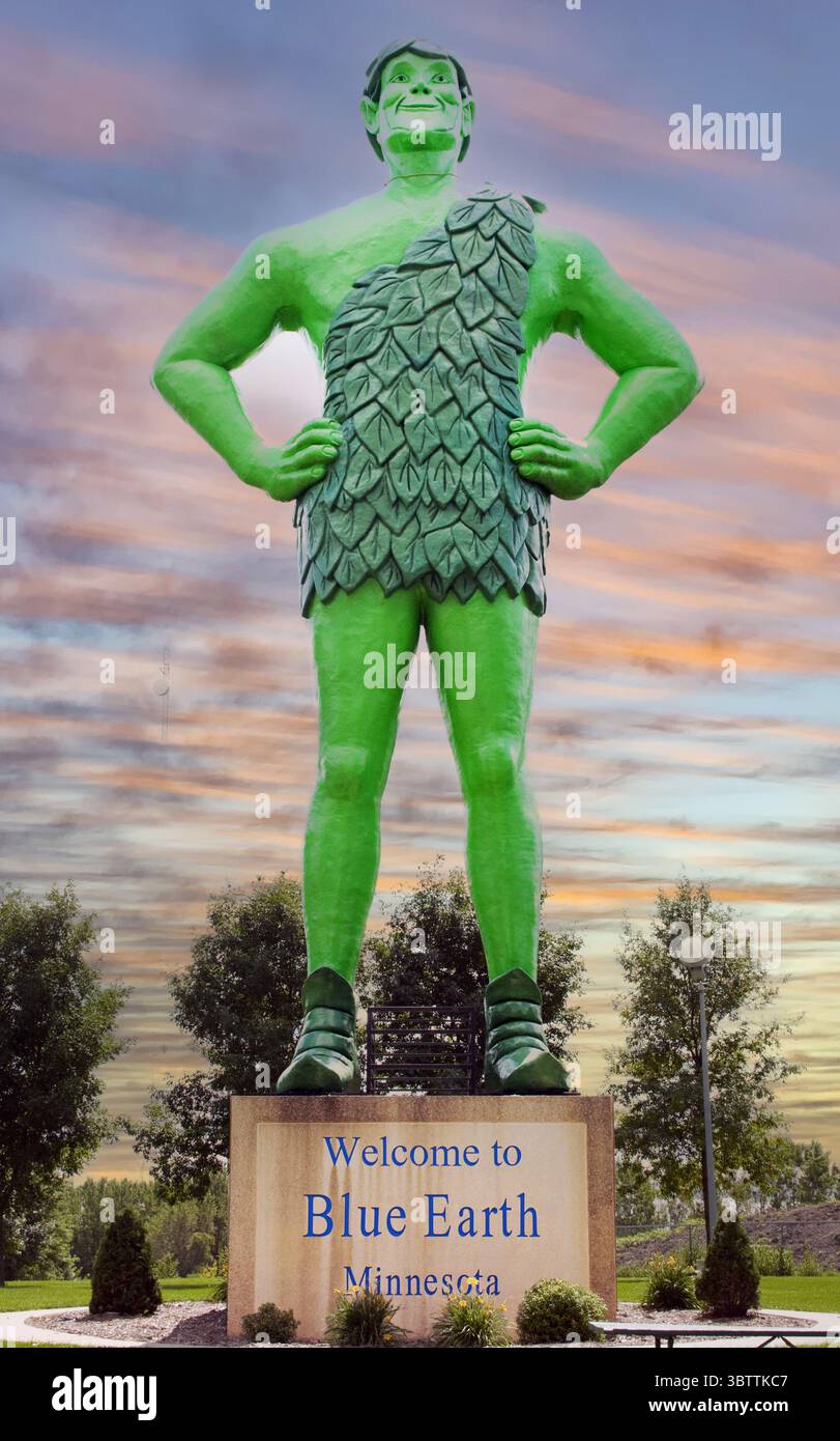Jolly Green Giant benvenuto alla statua di Blue Earth Minnesota Foto Stock