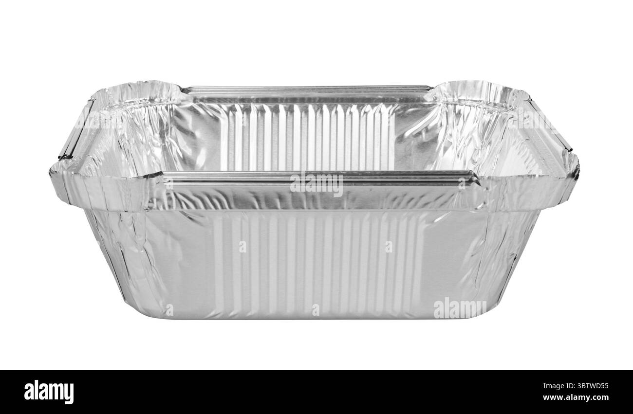 vassoi in lamina per alimenti isolati su sfondo bianco Foto Stock