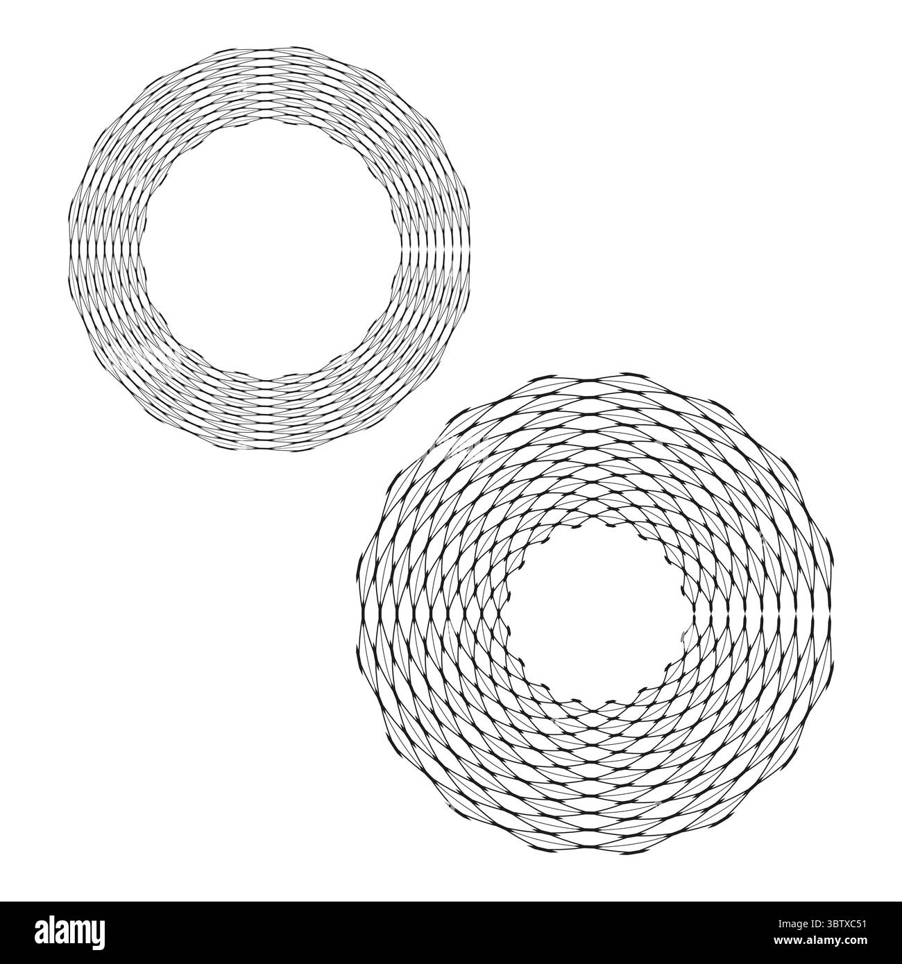 Ripetizione della linea concentrica. Vettore a spirale geometrica. Progettazione lineare astratta. Illustrazione dell'onda precisa. Illustrazione Vettoriale