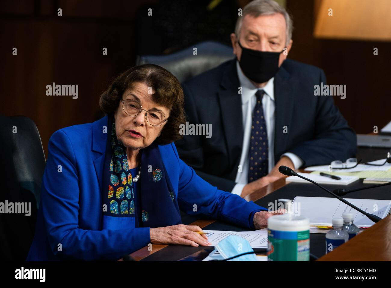 12 ottobre 2020, Washington, District of Columbia, USA: La senatrice degli Stati Uniti Dianne Feinstein (Democratica della California), membro della classifica, il Comitato giudiziario del Senato degli Stati Uniti parla durante la nomina della Corte Suprema del giudice Amy Coney Barrett davanti alla Commissione giudiziaria del Senato a Capitol Hill, DC 12 ottobre 2020 (immagine di credito: © Demetrius Freeman - Pool via CNP/CNP via ZUMA Wire) Foto Stock