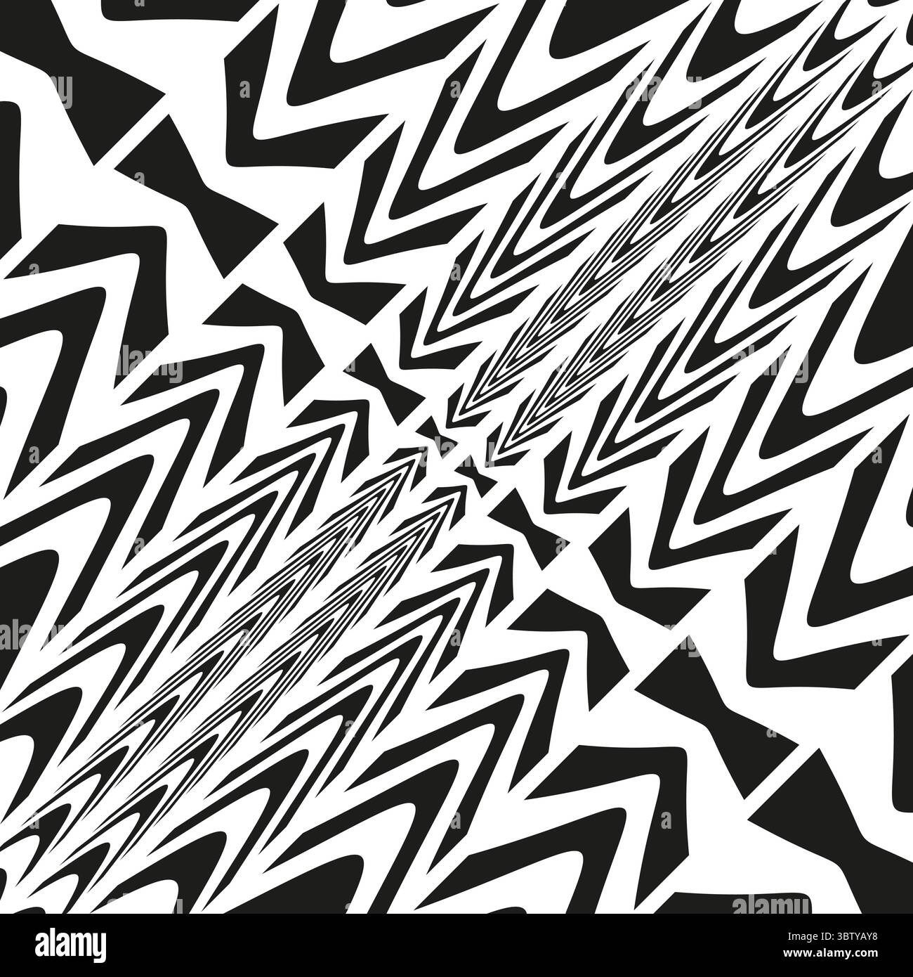 Schema a zig-zag astratto. Strisce bianche e nere. Vettore di illusione ottica. Sfondo geometrico moderno. Illustrazione Vettoriale