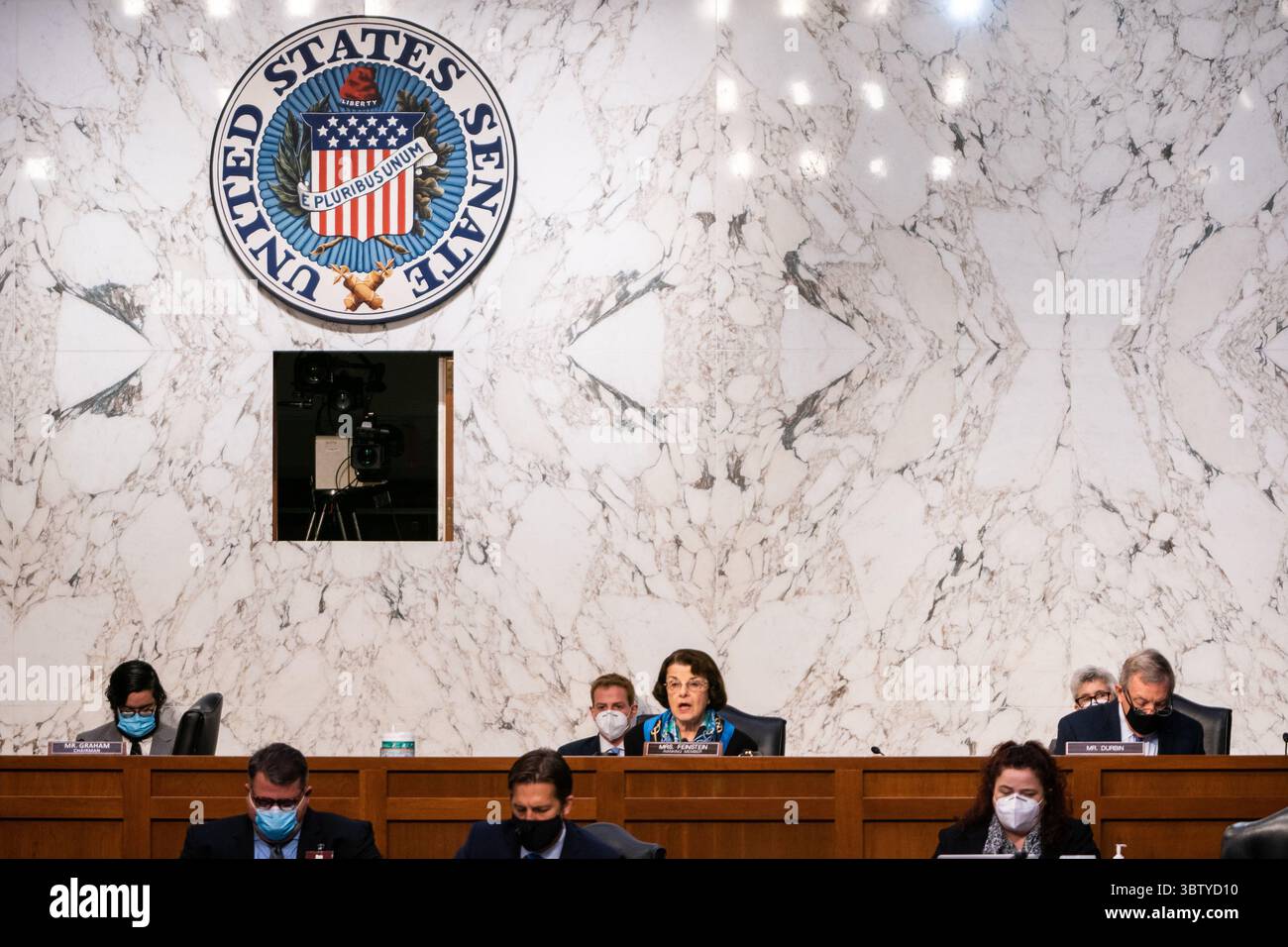 14 ottobre 2020, Washington, District of Columbia, USA: La senatrice degli Stati Uniti Dianne Feinstein (Democratica della California), membro della classifica, Commissione giudiziaria del Senato degli Stati Uniti durante l'audizione della candidata alla Corte Suprema Amy Coney Barrett il 14 ottobre 2020 a Washington, DC (immagine di credito: © Demetrius Freeman - Pool via CNP/CNP via ZUMA Wire) Foto Stock