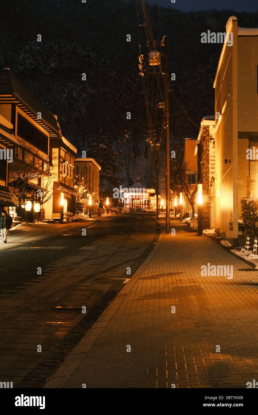 "Due facce, un'anima - Sapporo splende luminoso al sole e brilla dolcemente nella neve". (Giappone) Foto Stock