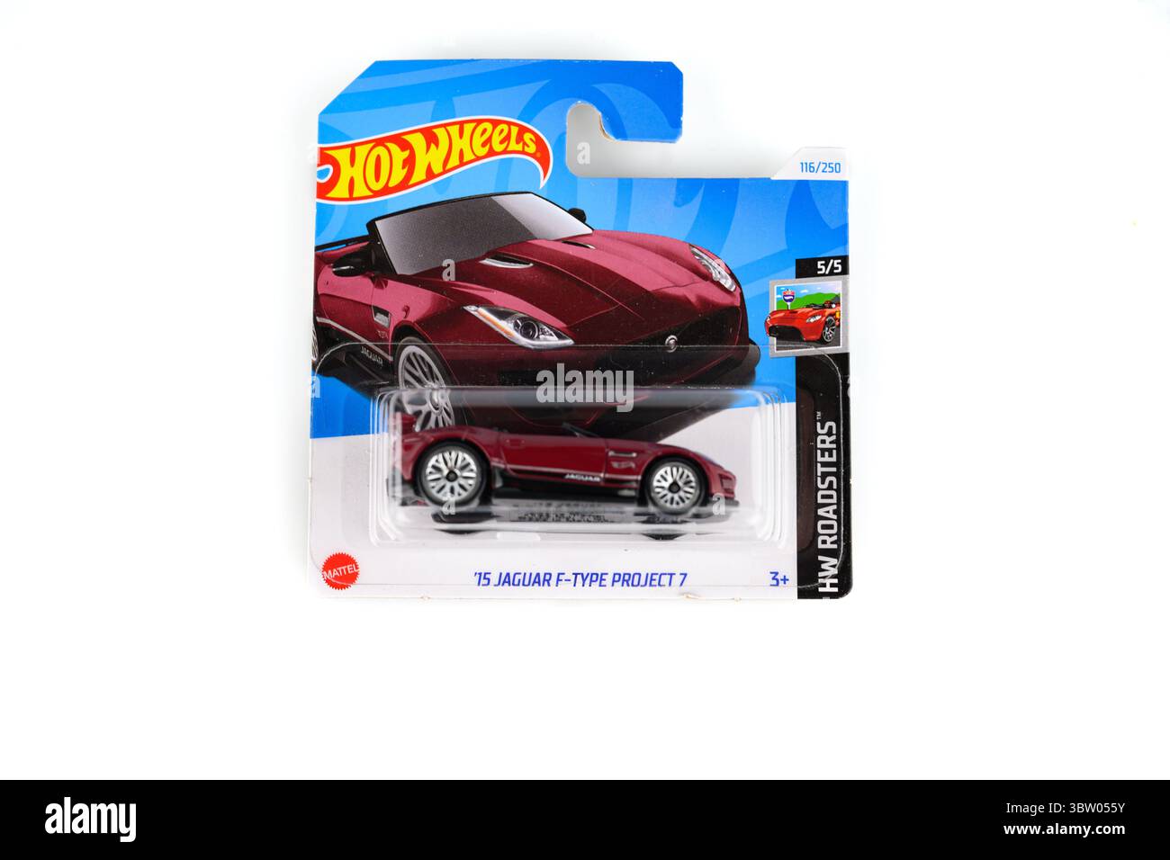 Hot Wheels 15 Jaguar F-Type Project 7 in box – Galles, Regno Unito – 11 luglio 2025 Foto Stock