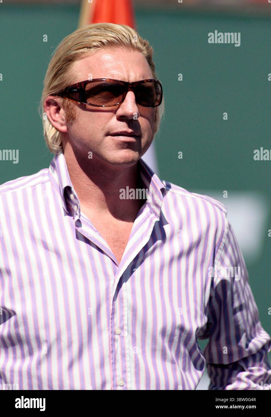 18 marzo 2007, Indian Wells, California, USA: Boris Becker accusato di non aver consegnato i trofei di Wimbledon. FOTO DEL FILE: Domingo, 18 de marzo 2007. Juego final del Pacific Life Open 2007 en la categoria masculina realizado en Indian Wells, California, en imagen el encuentro de Novak Djokovic (SRB) vs Rafael Nadal (ESP) finalizano con un score de 6-2 y 7-5 favor Nadal, en imagen Boris Becker leyenda del tenis internacional. ANTONIO NAVA/PI (immagine di credito: © Prensa Internacional via ZUMA Wire) Foto Stock