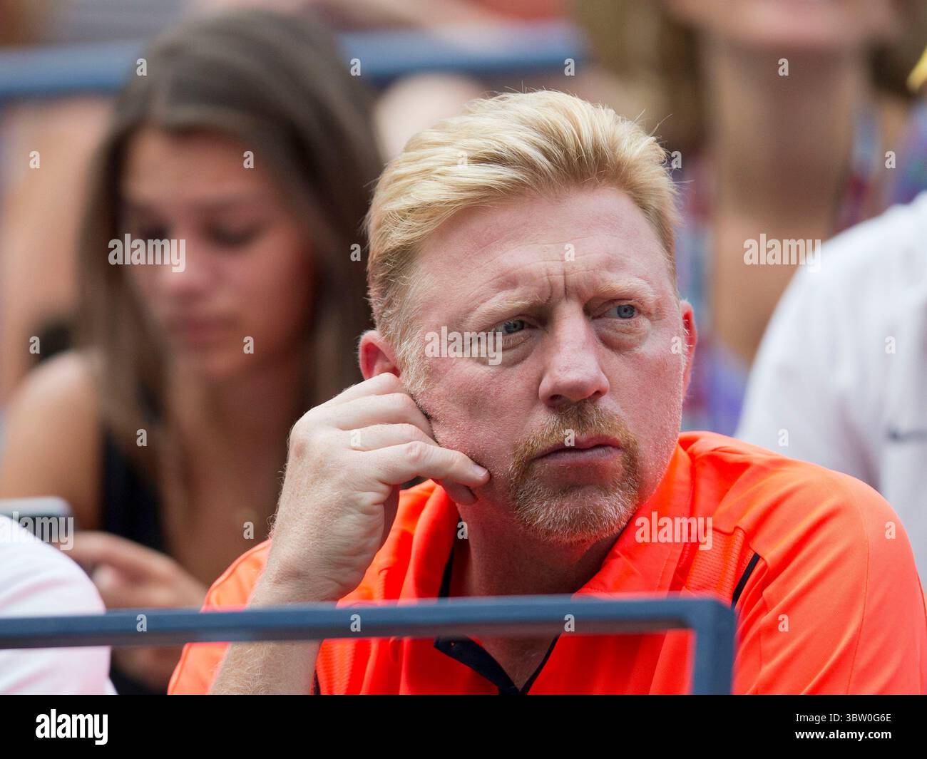 4 settembre 2015, Flushing Meadows, New York, USA: Boris Becker accusato di non aver consegnato i trofei di Wimbledon. FOTO del FILE: Boris Becker durante la partita del quinto giorno degli US Open 2015 tra Novak Djokovic e Andreas Seppi presso l'USTA Billie Jean King National Tennis Center venerdì 4 settembre 2015 nel quartiere Flushing del Queens borough di New York City. JAVIER ROJAS/PI (immagine di credito: © Prensa Internacional via cavo ZUMA) Foto Stock