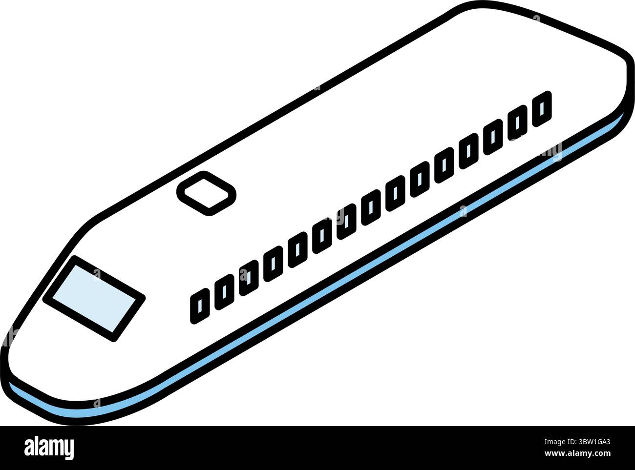Semplice e simpatica icona di disegno isometrico di un'icona del veicolo, Shinkansen (deformazione complessiva), illustrazione vettoriale Illustrazione Vettoriale