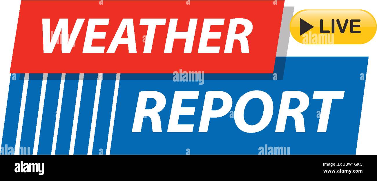 Immagine vettoriale in grassetto per gli aggiornamenti meteo in tempo reale. Presenta colori dinamici ed elementi di design moderni per l'uso su supporti multimediali Illustrazione Vettoriale