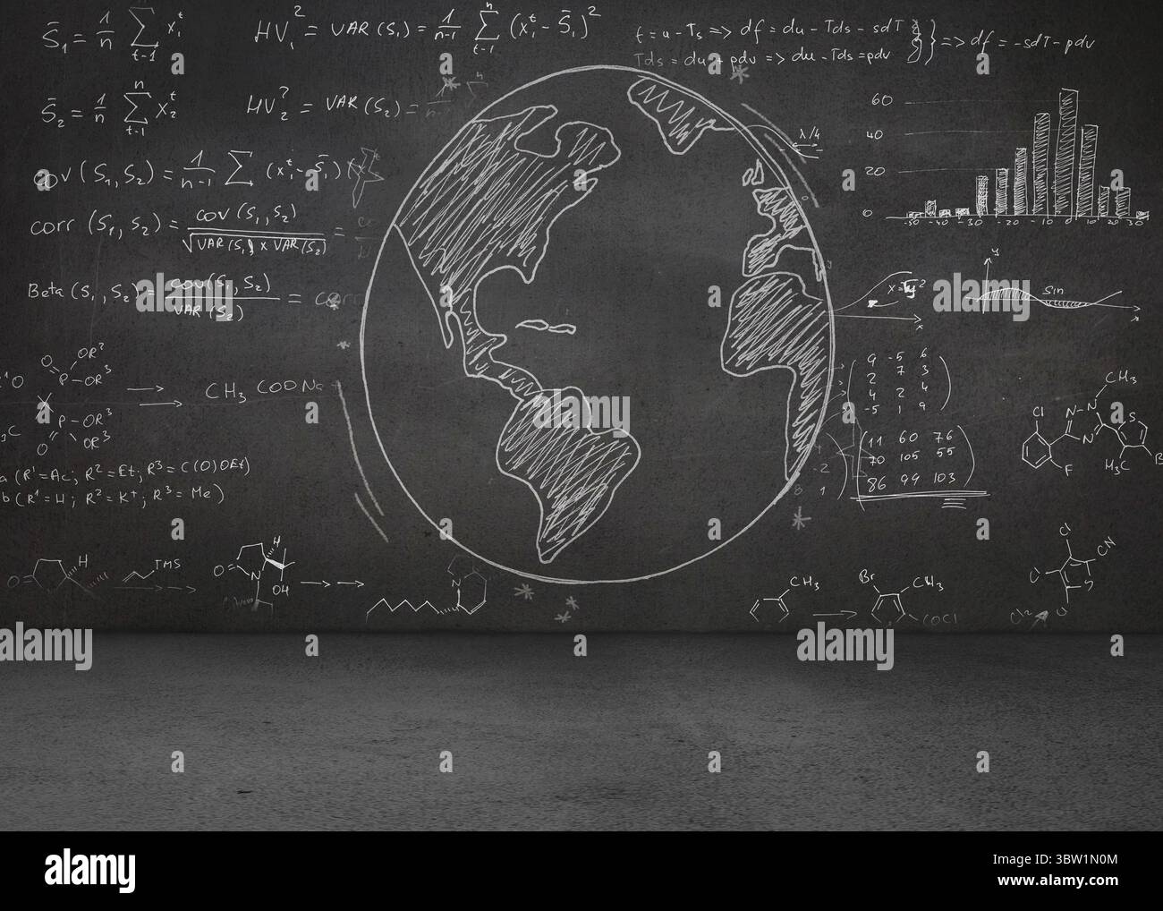 Grafica in bianco sul muro nero Foto Stock