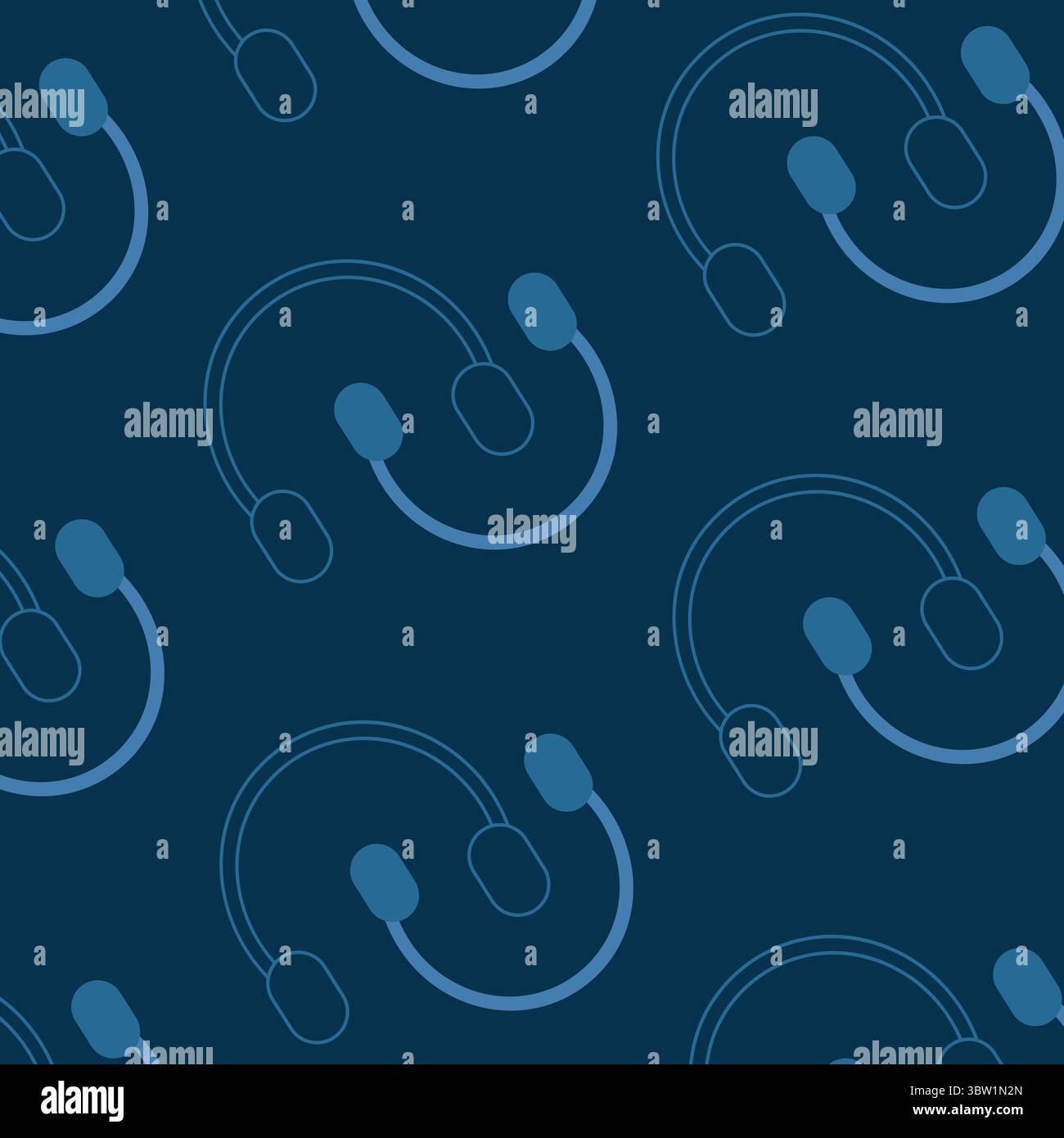 Composizione delle icone blu delle cuffie su sfondo blu Foto Stock