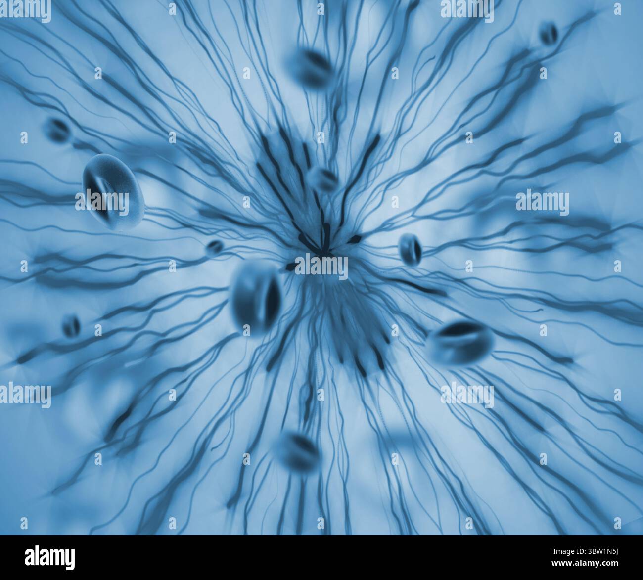 Sistema immunitario blu su terreno nero blu Foto Stock