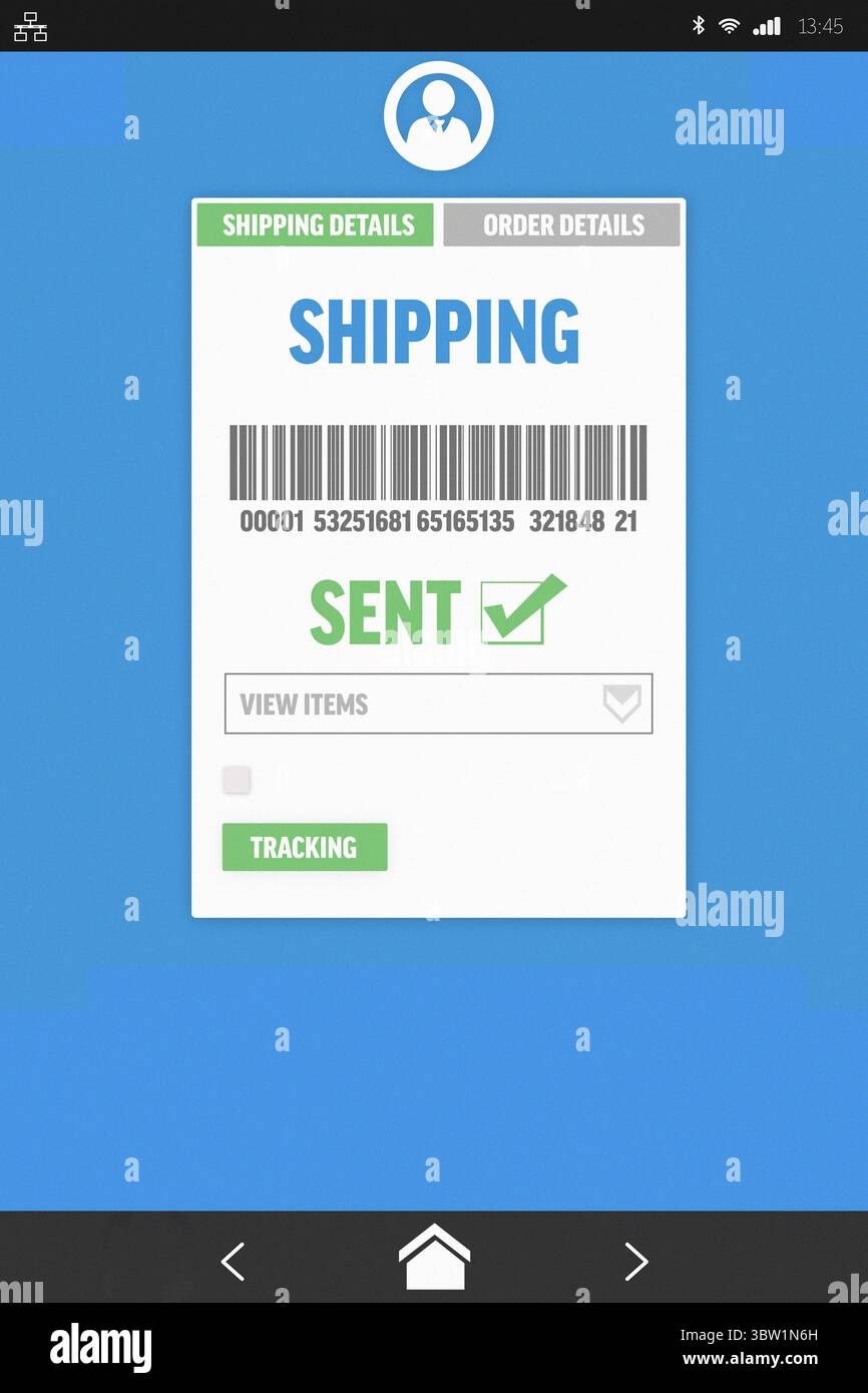 Schermata telefono con codice a barre di spedizione Foto Stock
