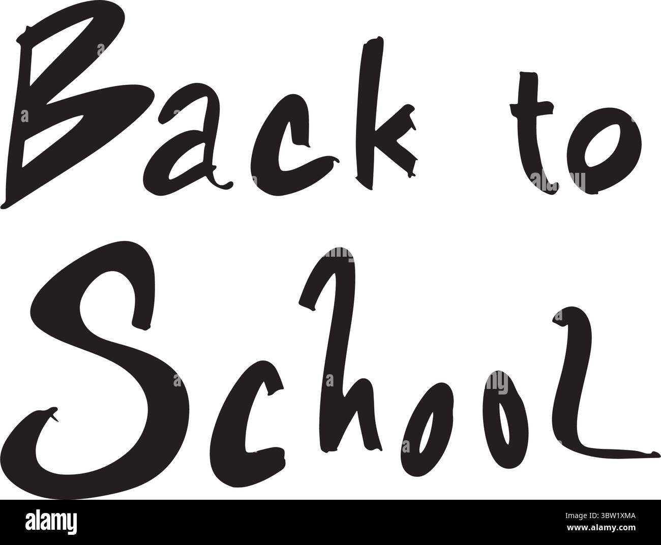 Testo di ritorno a scuola font calligrafia scrittura a mano script di colore nero oggetto di ritorno a scuola pastello didattico scolastico eleme Illustrazione Vettoriale