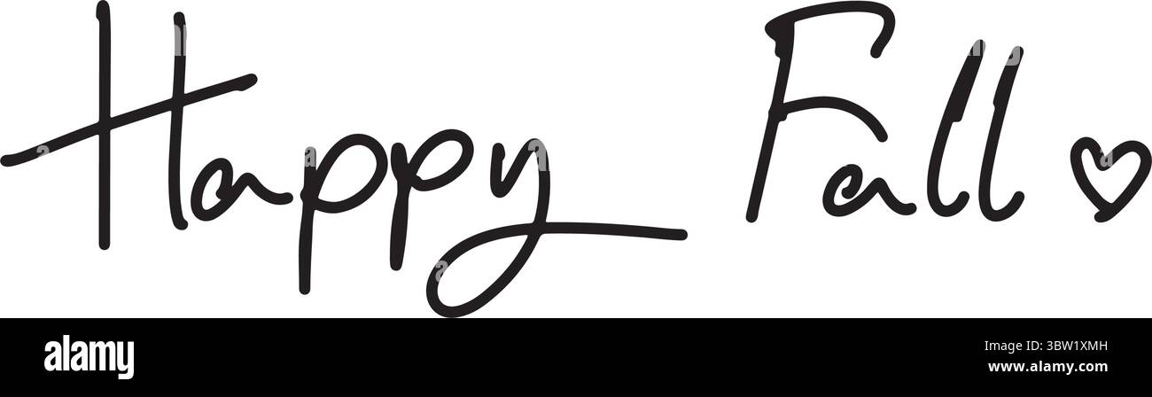Happy Fall Love forma a cuore icona a forma di oggetto di colore nero Happy Fall Autunno Ringraziamento festa dell'acero ottobre settembre mese di novembre divertimento Illustrazione Vettoriale