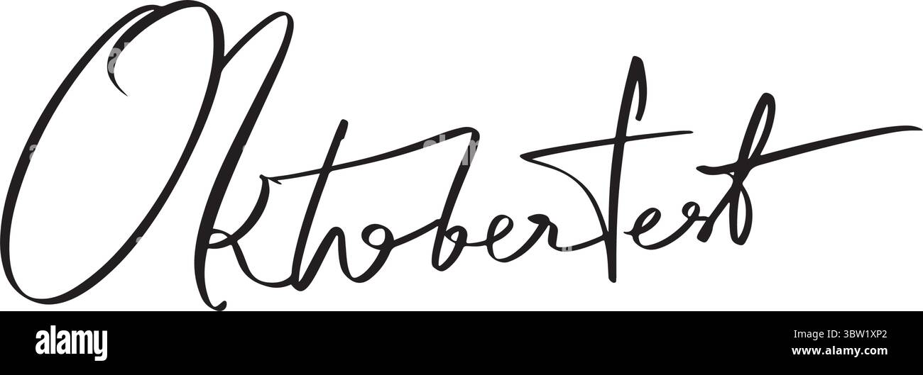 Oktoberfest mese di ottobre testo font calligrafia scritta a mano script messaggio di parola oggetto di colore nero oktoberfest german munich beer festival Illustrazione Vettoriale
