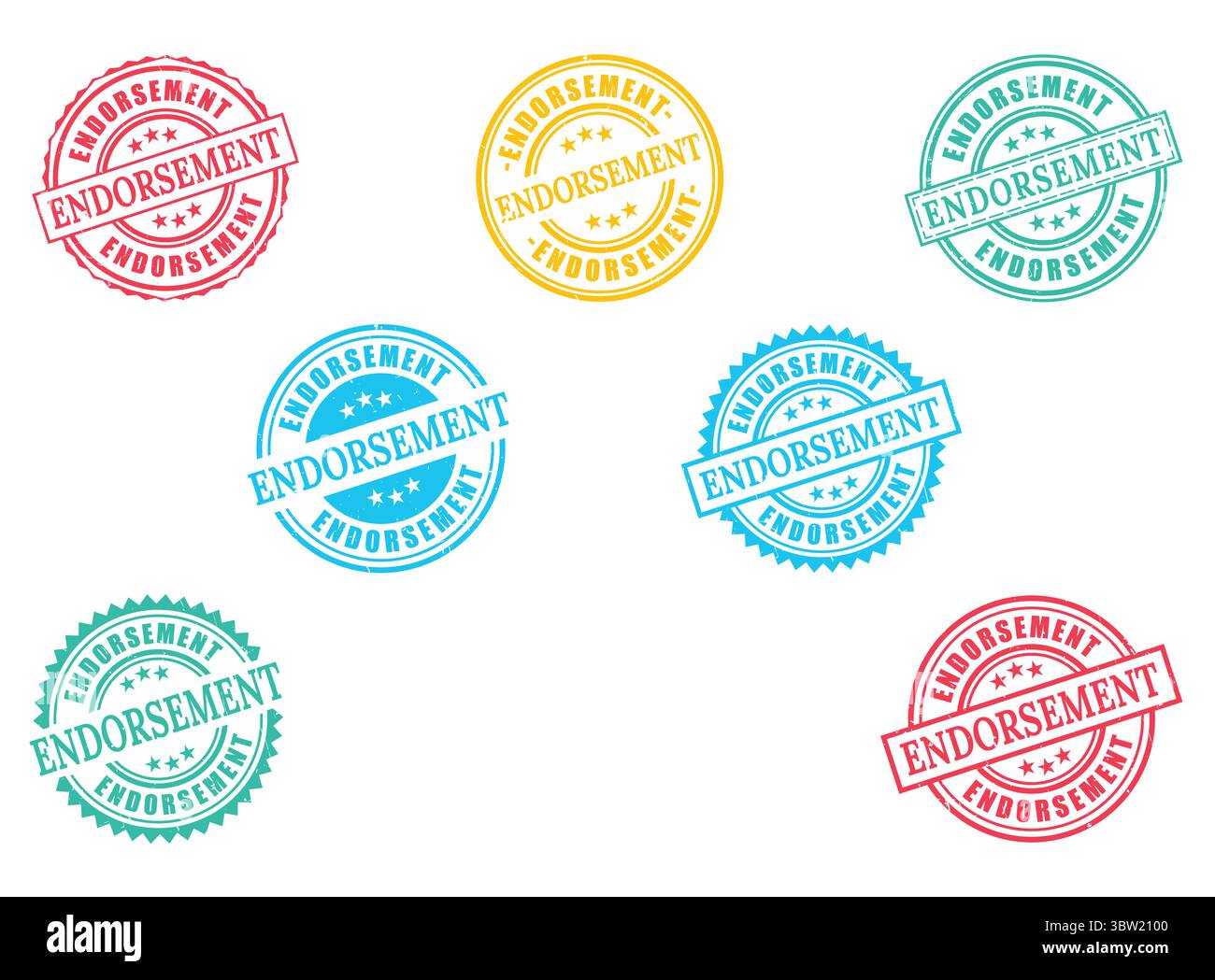 Un'ampia gamma di riconoscimenti Grunge Rubber Stamp Collection, set vettoriale di approvazione ufficiale Illustrazione Vettoriale