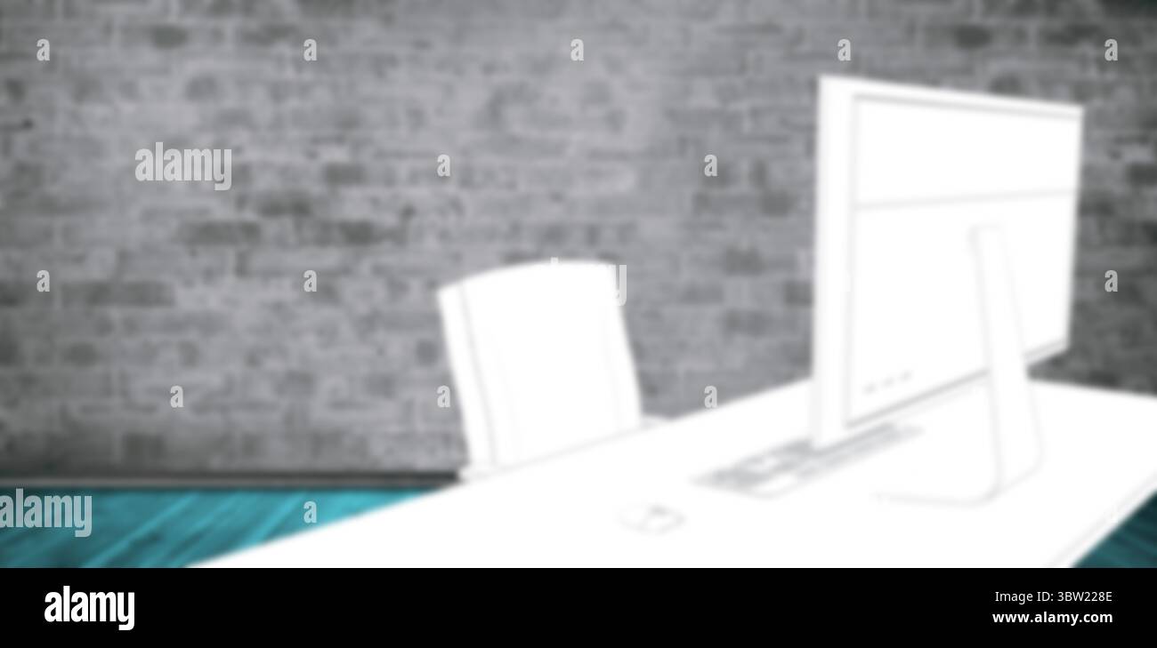 Immagine vettoriale della scrivania dell'ufficio contro la parete Foto Stock