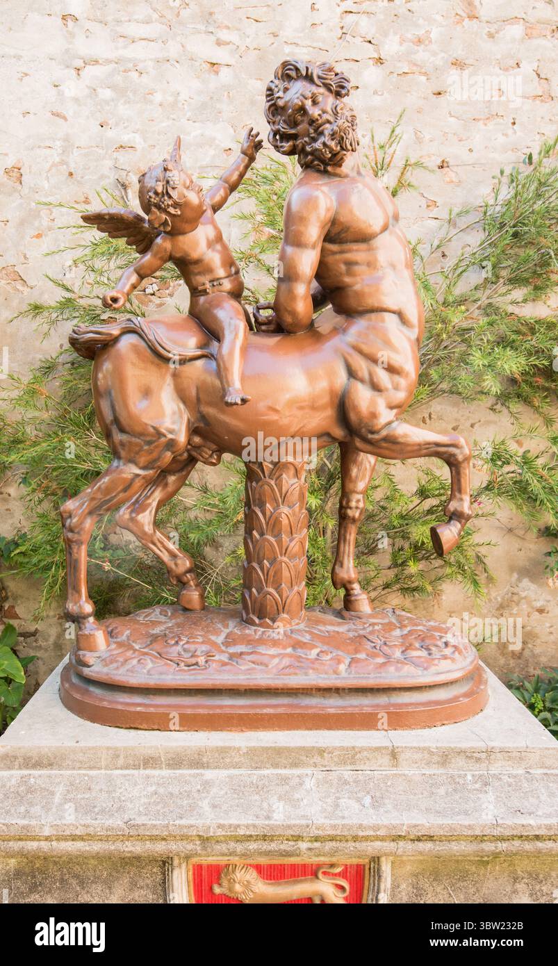 Centaur con cupido nel giardino del Jersey National Museum. Foto Stock