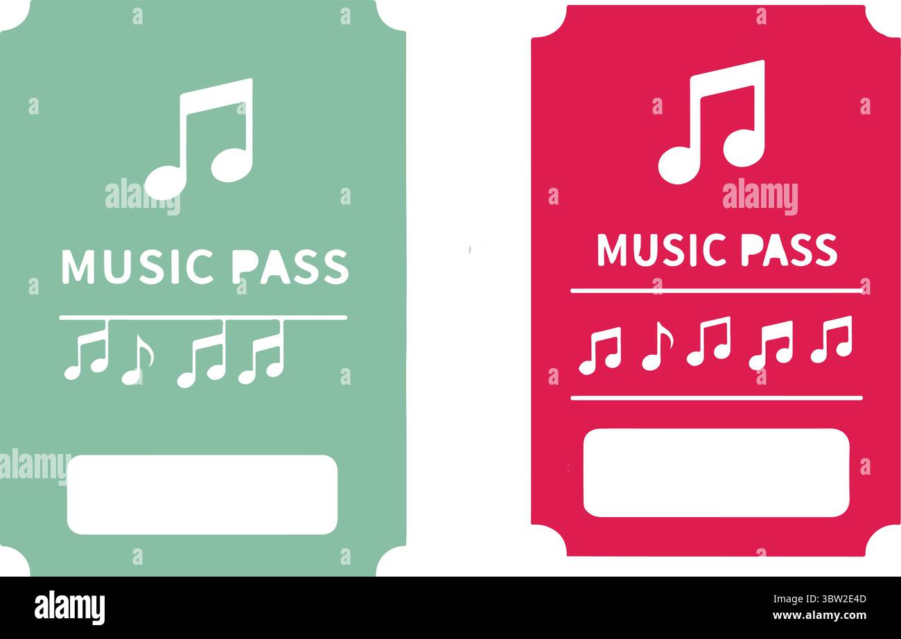 pass musicale con icona di nota musicale e testo Illustrazione Vettoriale