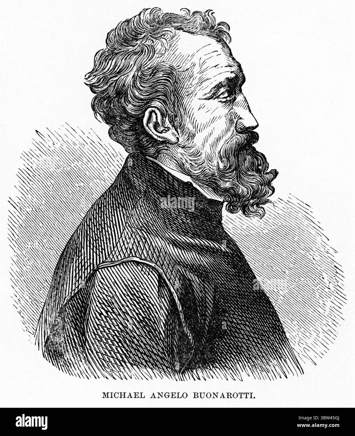 19 agosto 2019: Michael Angelo Buonarotti (Michelangelo), illustrazione, storia del mondo di Ridpath, volume III, di John Clark Ridpath, LL. D., Merrill & Baker Publishers, New York, 1897 (immagine di credito: © JT Vintage/Glasshouse via ZUMA Wire) Foto Stock