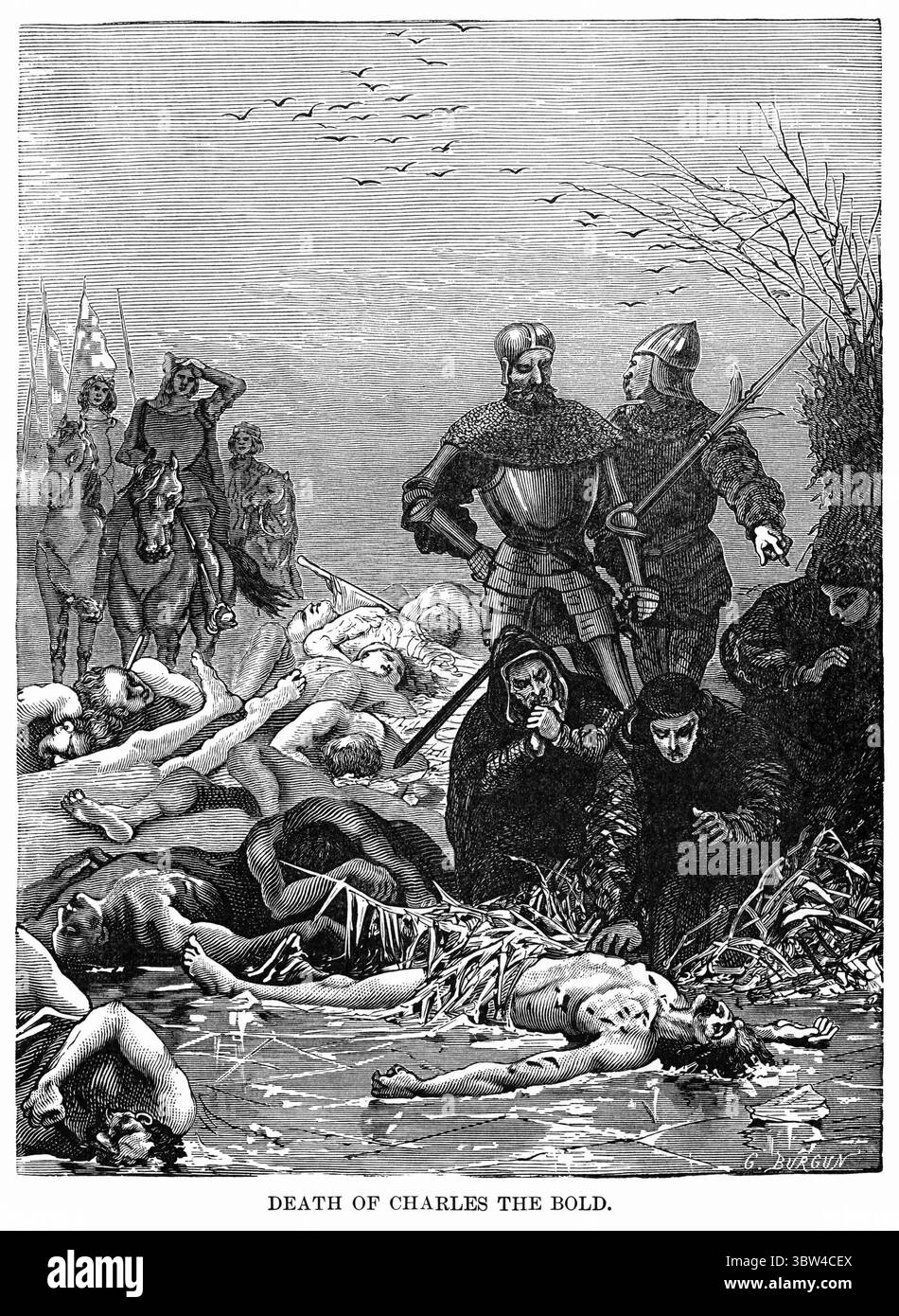 16 agosto 2019: Morte di Carlo il Temerario, illustrazione, storia del mondo di Ridpath, volume III, di John Clark Ridpath, LL. D., Merrill & Baker Publishers, New York, 1897 (immagine di credito: © JT Vintage/Glasshouse via ZUMA Wire) Foto Stock