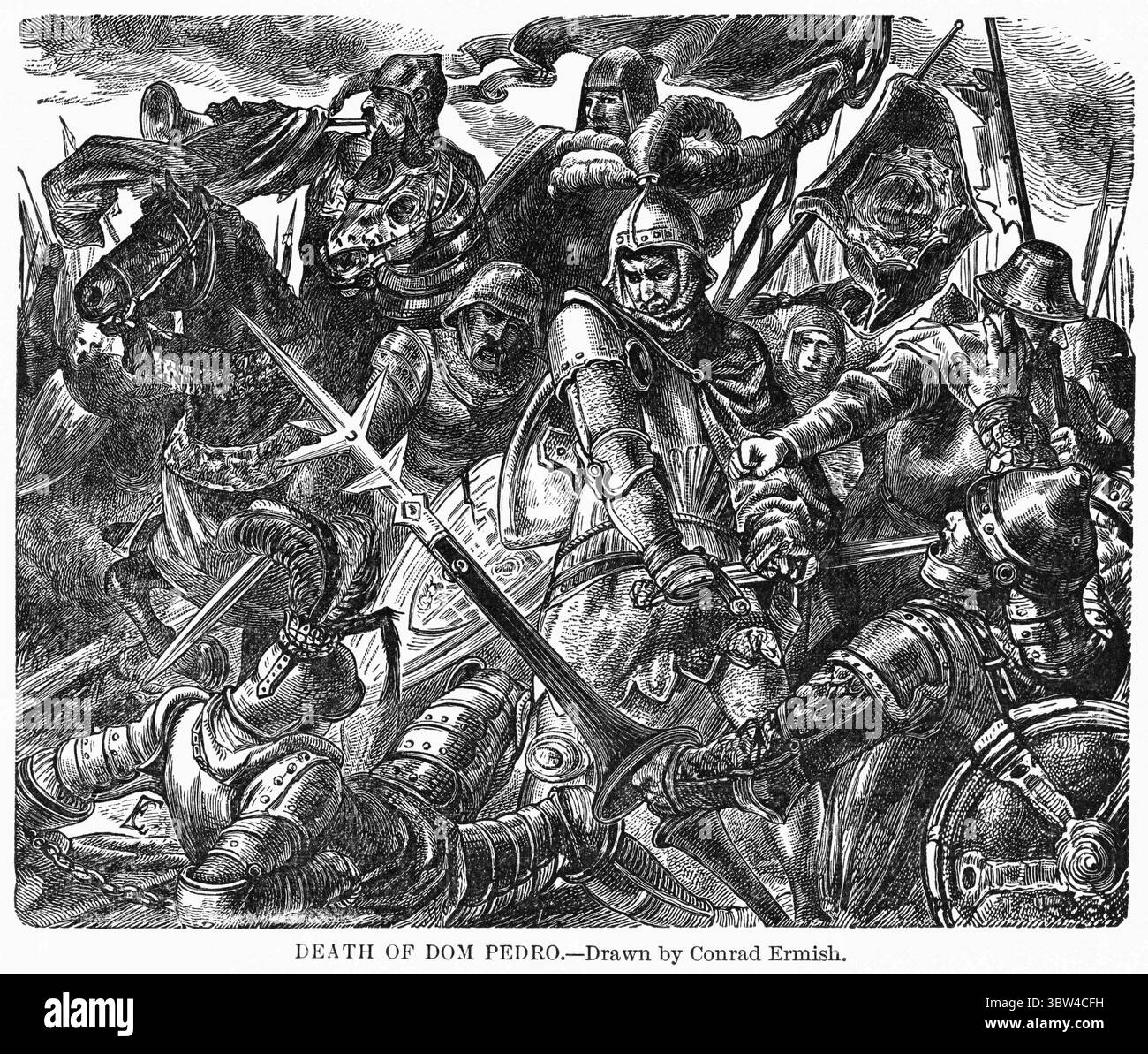16 agosto 2019: Morte di Dom Pedro, illustrazione disegnata da Conrad Ermish, storia del mondo di Ridpath, volume III, di John Clark Ridpath, LL. D., Merrill & Baker Publishers, New York, 1897 (immagine di credito: © JT Vintage/Glasshouse via ZUMA Wire) Foto Stock