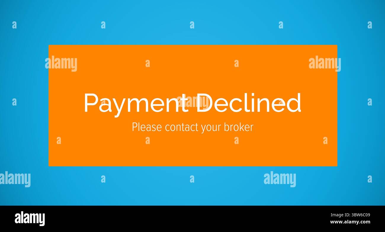 Testo pagamento rifiutato visualizzato Foto Stock