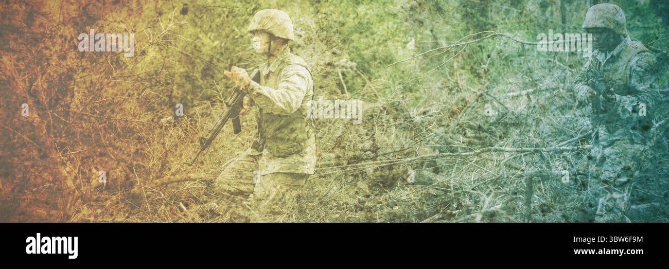 Addestramento militare nel campo Foto Stock