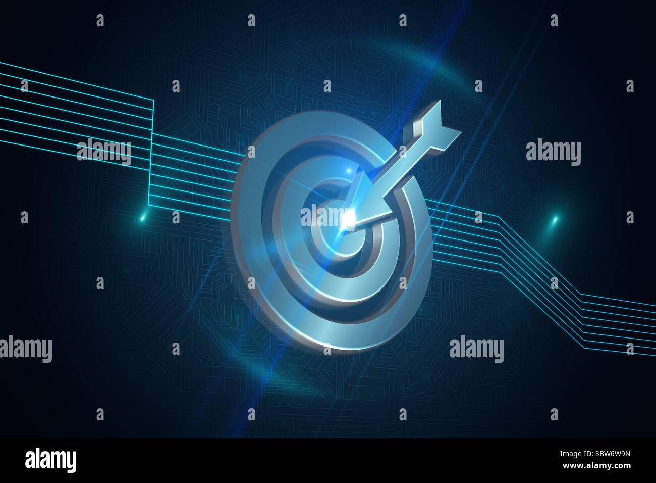 Shiny bersaglio su sfondo nero Foto Stock