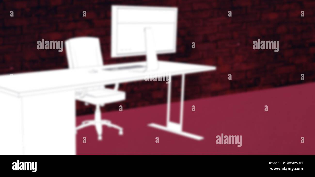 Scrivania da ufficio contro muro marrone Foto Stock