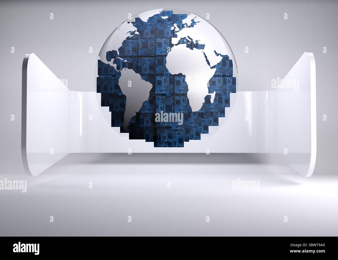 Digital Globe sul grigio Sfondo astratto Foto Stock