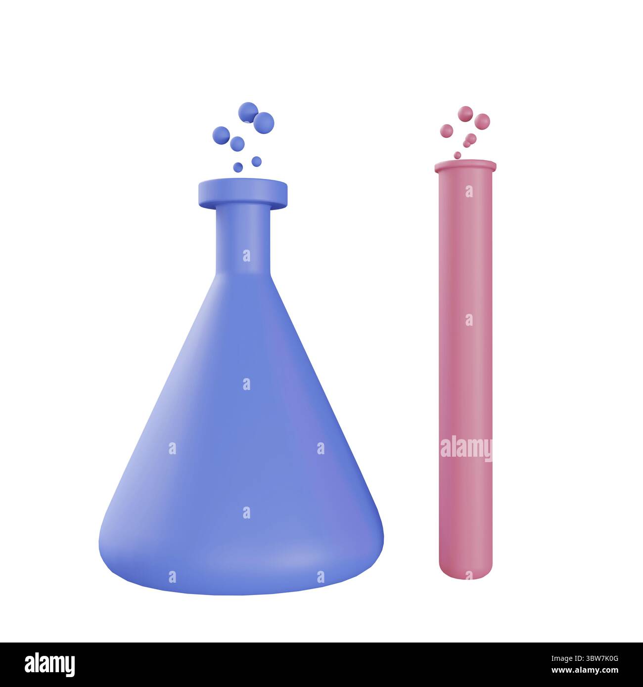 rendering 3d di apparecchiature scientifiche, icone 3d, stile cartoni animati minimale pastello isolato Foto Stock