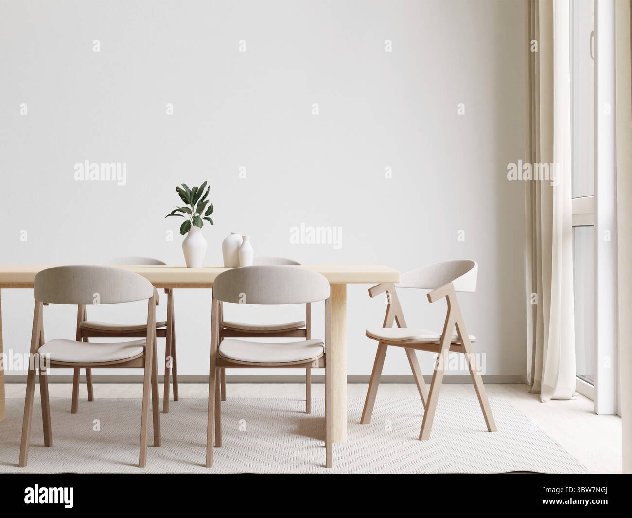 Sala da pranzo e cucina, spazio fotocopie su sfondo bianco, vista frontale Foto Stock
