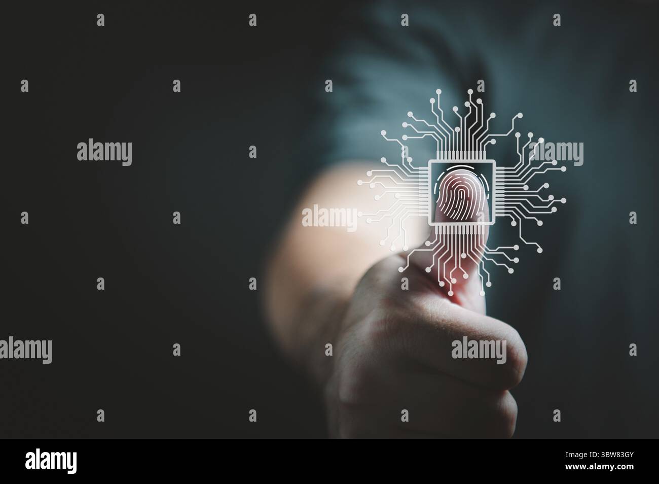 Impronte digitali cyber Security e Personal Data Protection Act o PDPA con background delle persone. Informazioni tecnologiche e politica sulla privacy Foto Stock