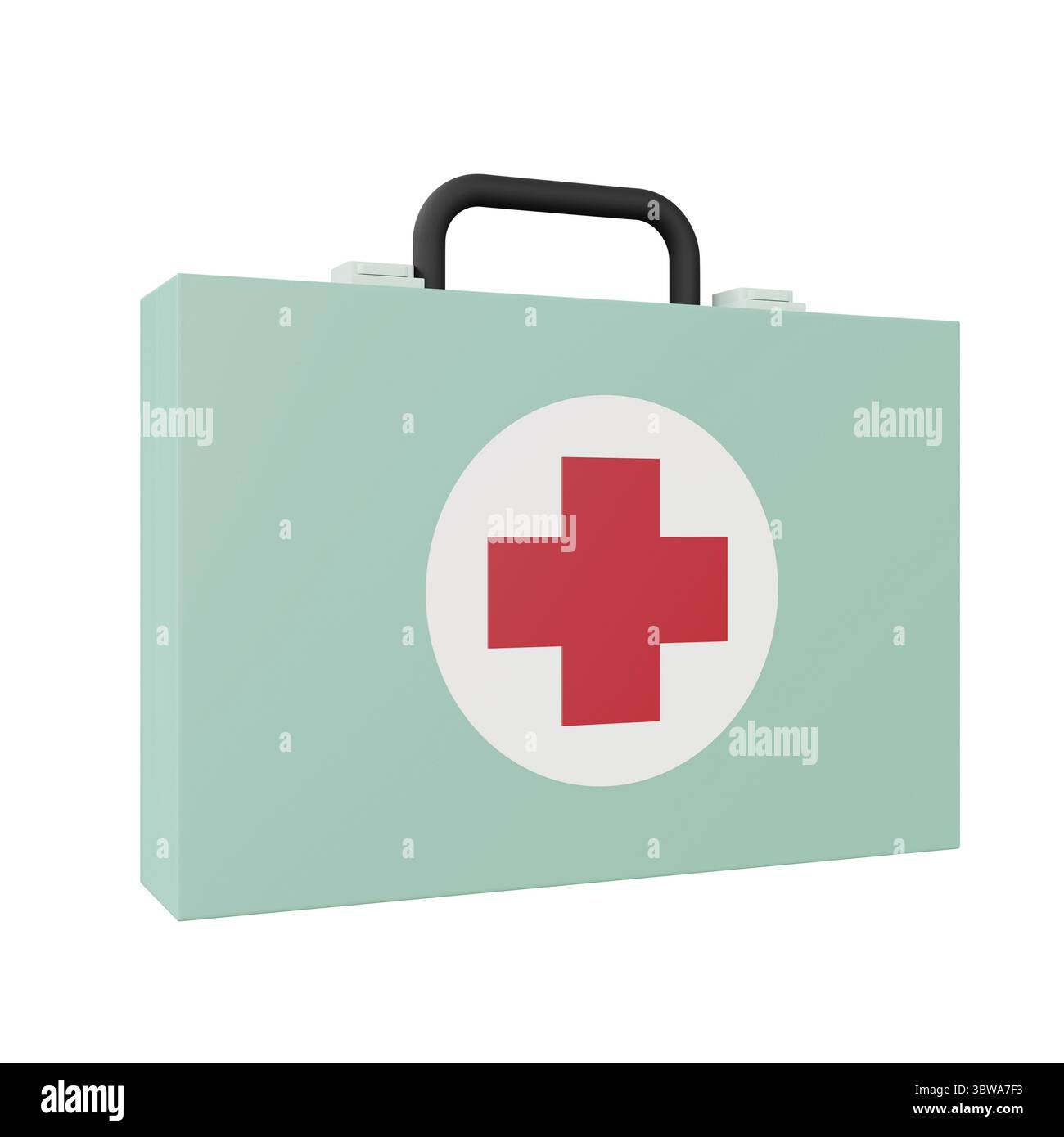 rendering 3d di cassetta di pronto soccorso, icone 3d, stile cartoni animati minimale pastello isolato Foto Stock