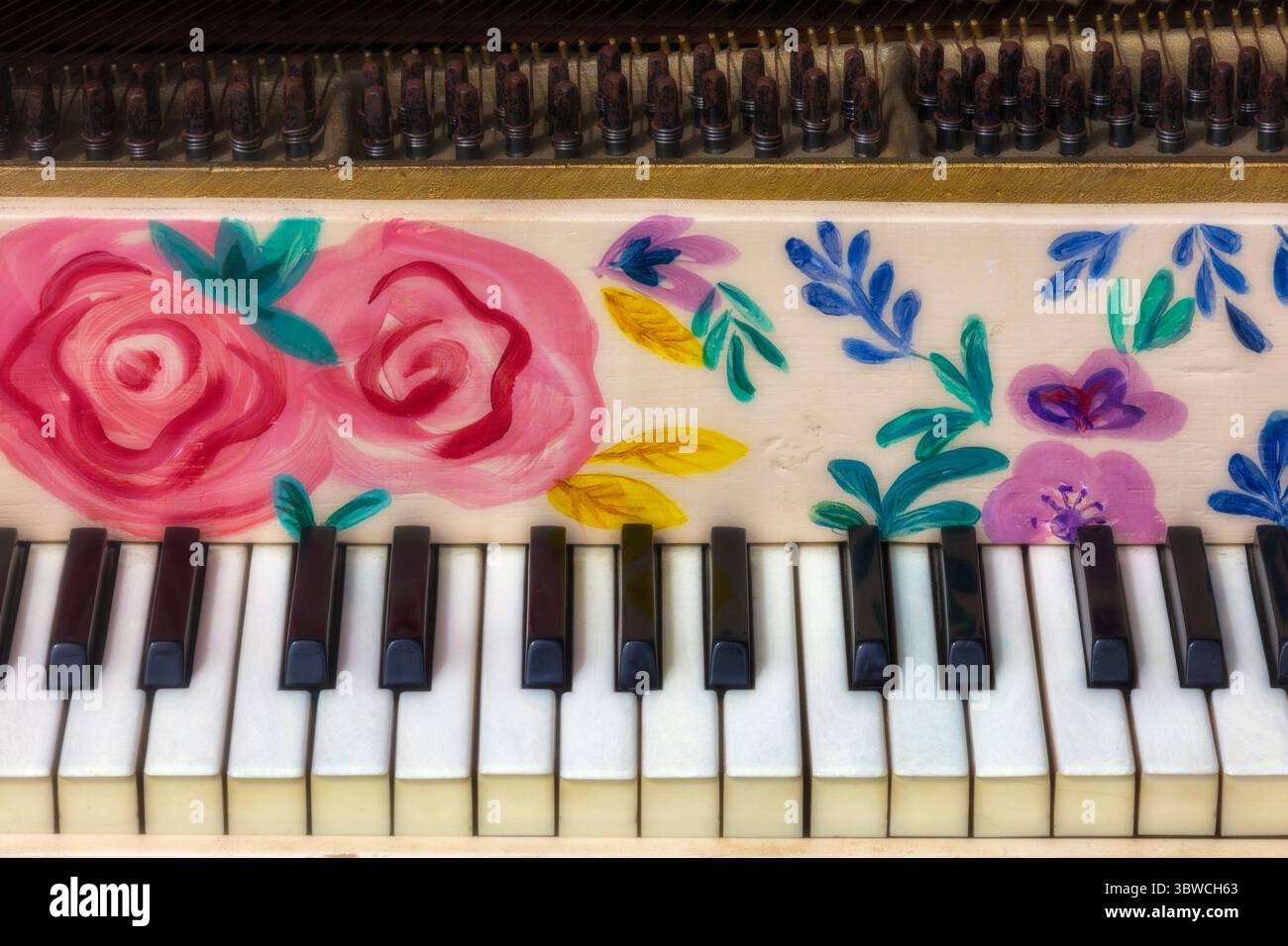 Pianoforte floreale dipinto a mano nei giardini del Golden Gate Park Foto Stock
