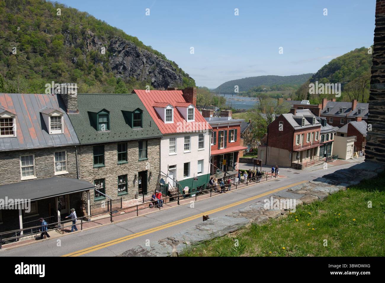 La storica Harpers Ferry West Virginia, paesaggio urbano. Foto Stock