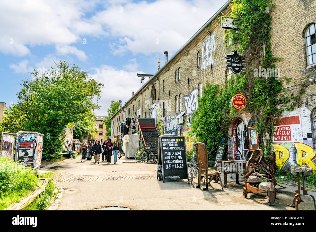 Atmosfera boema e Street art a Freetown Christiania di Copenaghen Foto Stock
