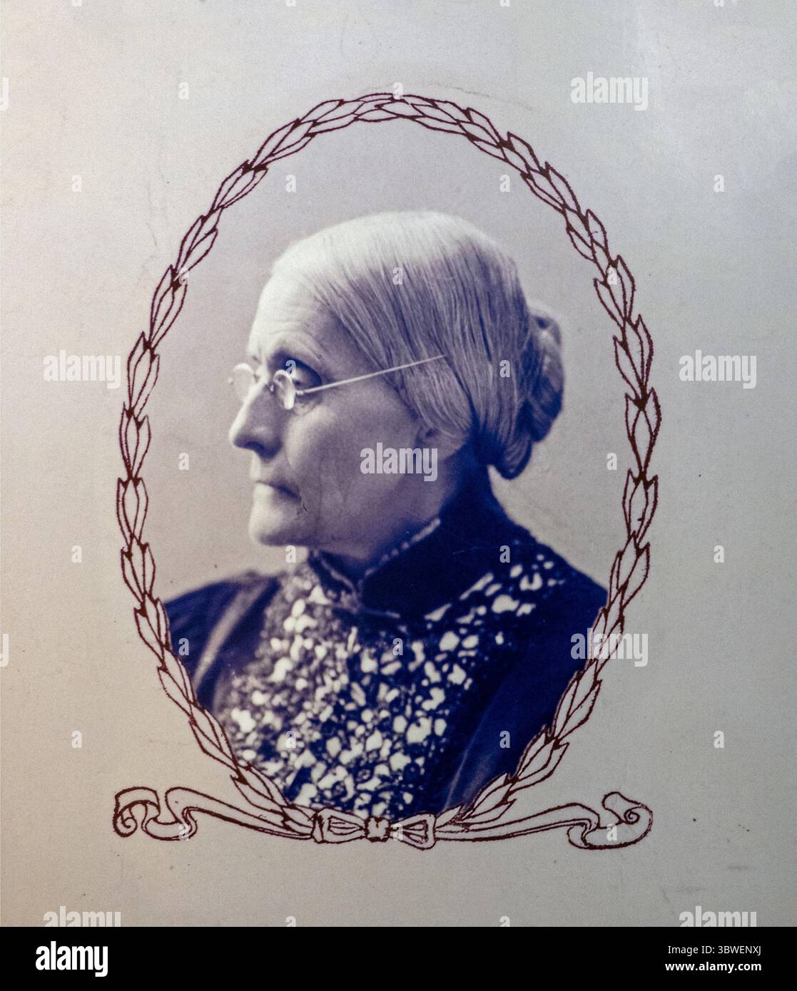 Ritratto di Susan B Anthony, riformatore sociale americano e attivista per i diritti delle donne Foto Stock