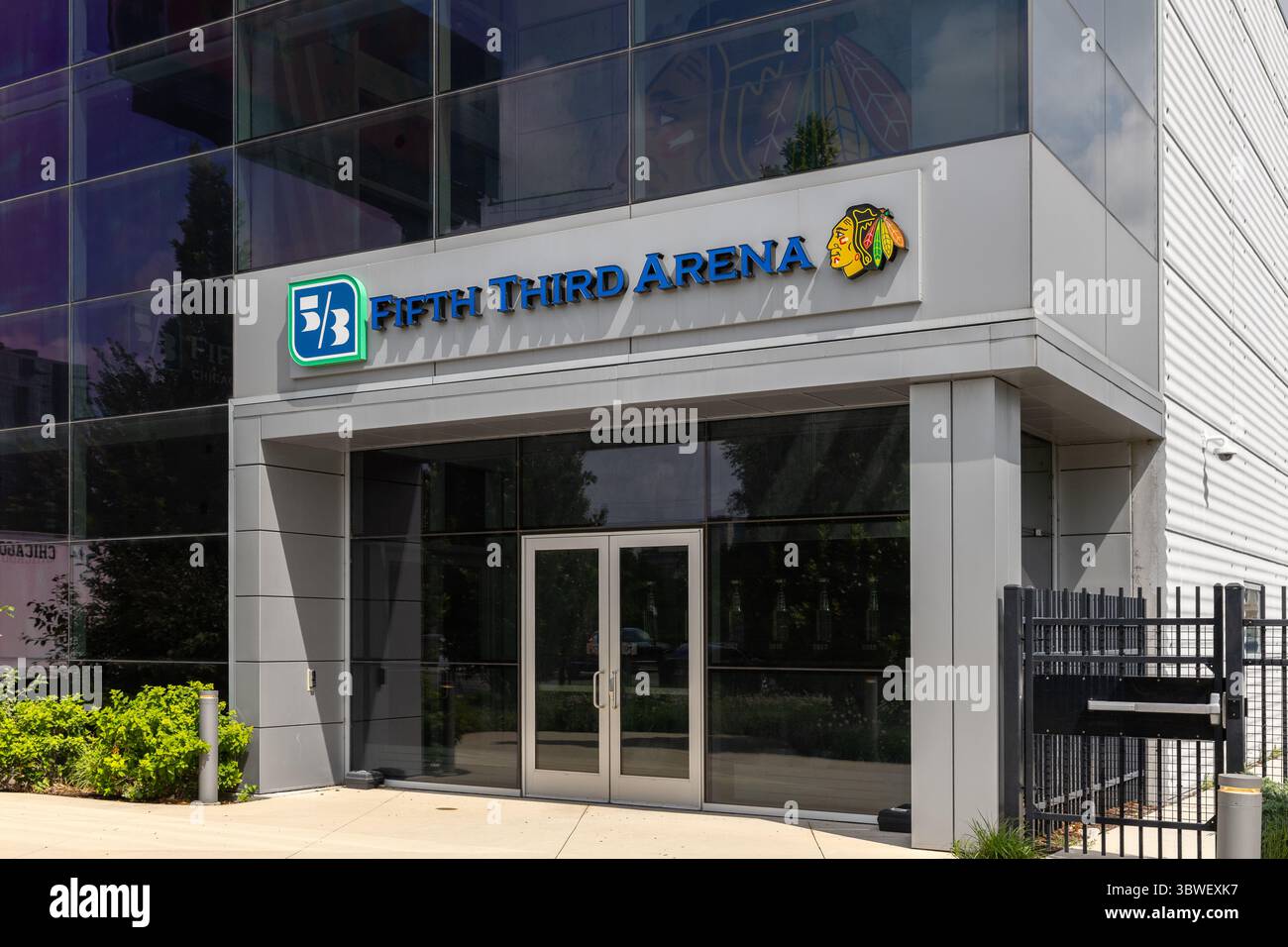 La quinta Third Arena Chicago Blackhawks Community Ice Rink è il centro di allenamento della squadra NHL e un centro sportivo per altri sport su ghiaccio. Foto Stock