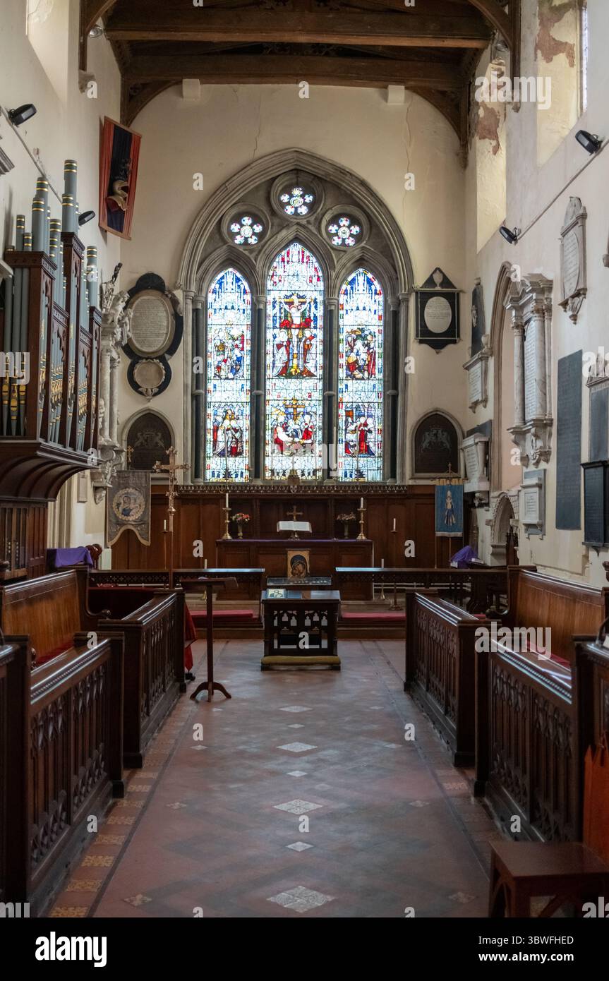 Dettagli interni St Marys Church Haverfordwest Pembrokeshire West Wales OK Foto Stock