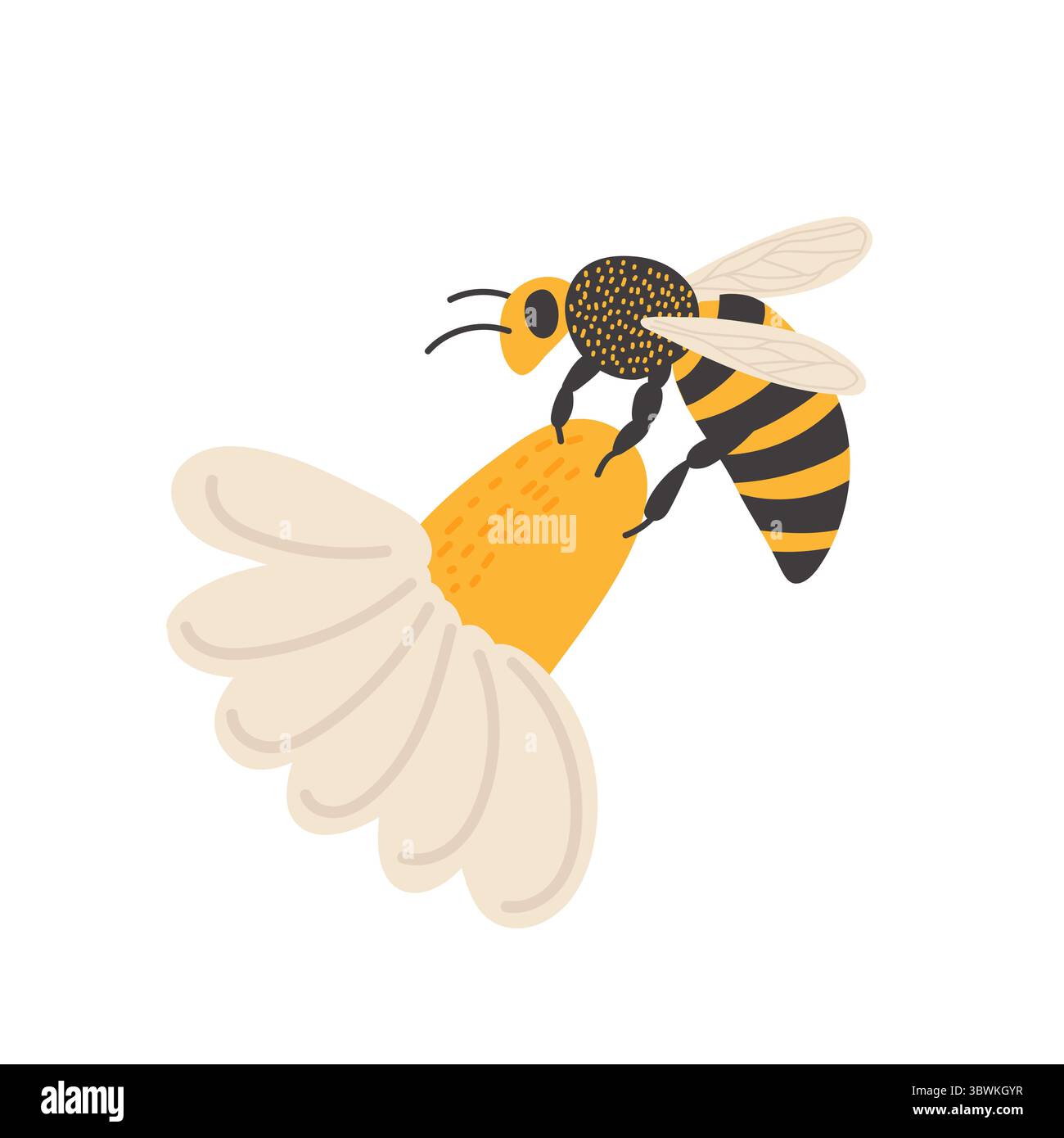 Le api raccolgono nettare da un fiore giallo in un ambiente naturale vivace Illustrazione Vettoriale