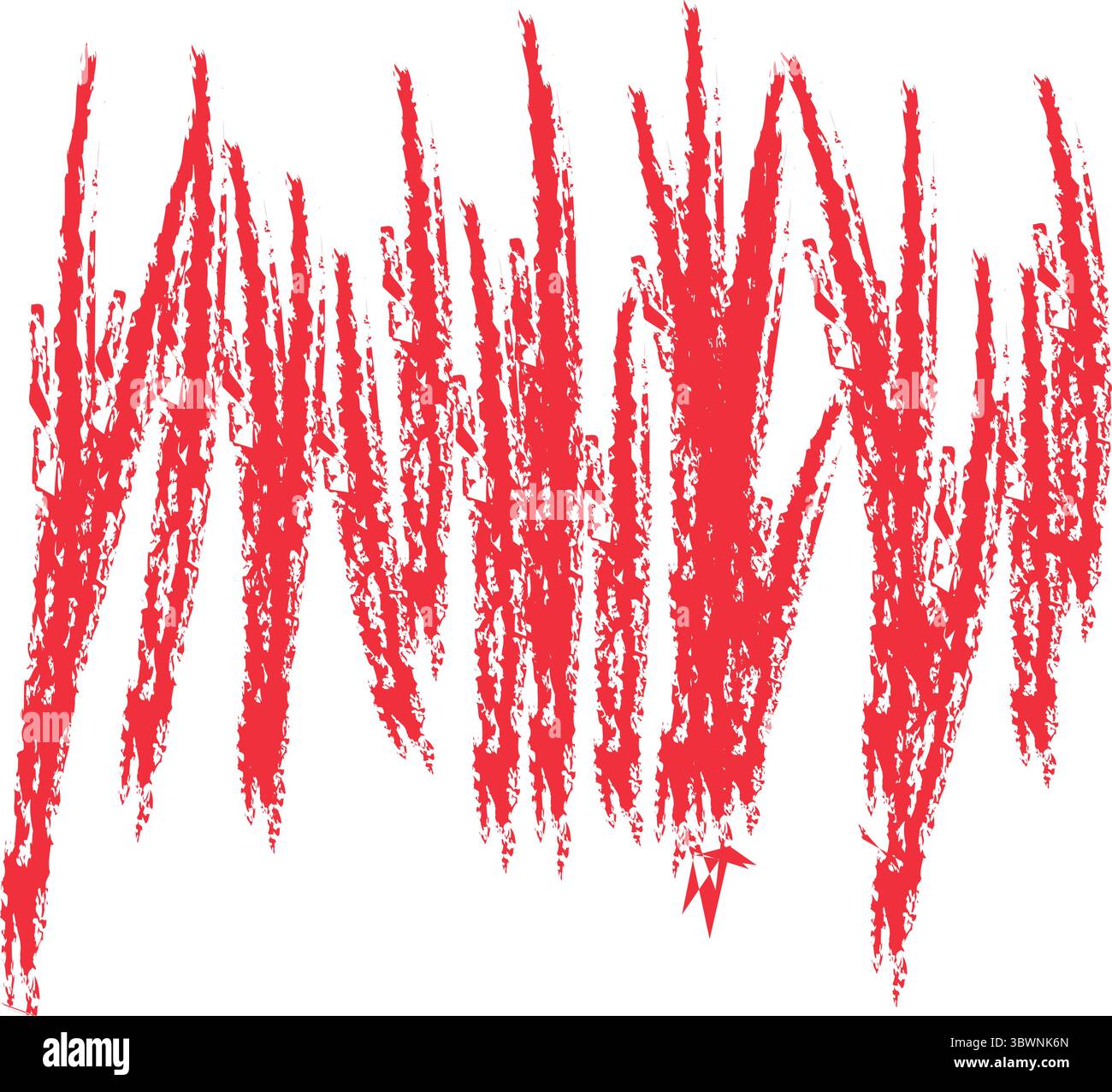 I tratti dinamici di pastello rosso creano un design astratto con texture su uno sfondo bianco pulito, perfetto per progetti artistici, sfondo trasparente Illustrazione Vettoriale