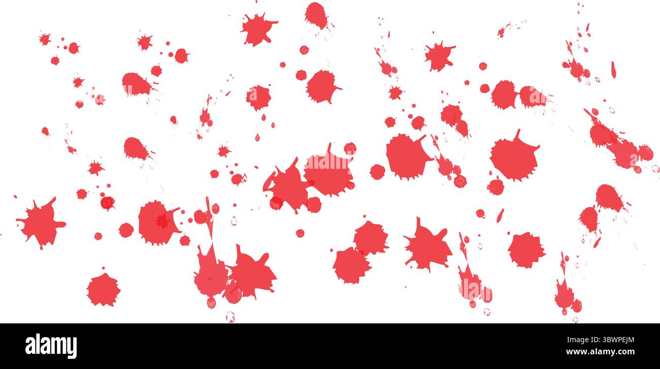 Effetto splatter dinamico con vivaci tonalità rosse che aggiungono una texture audace ai progetti creativi, ideale per i progetti artistici Illustrazione Vettoriale