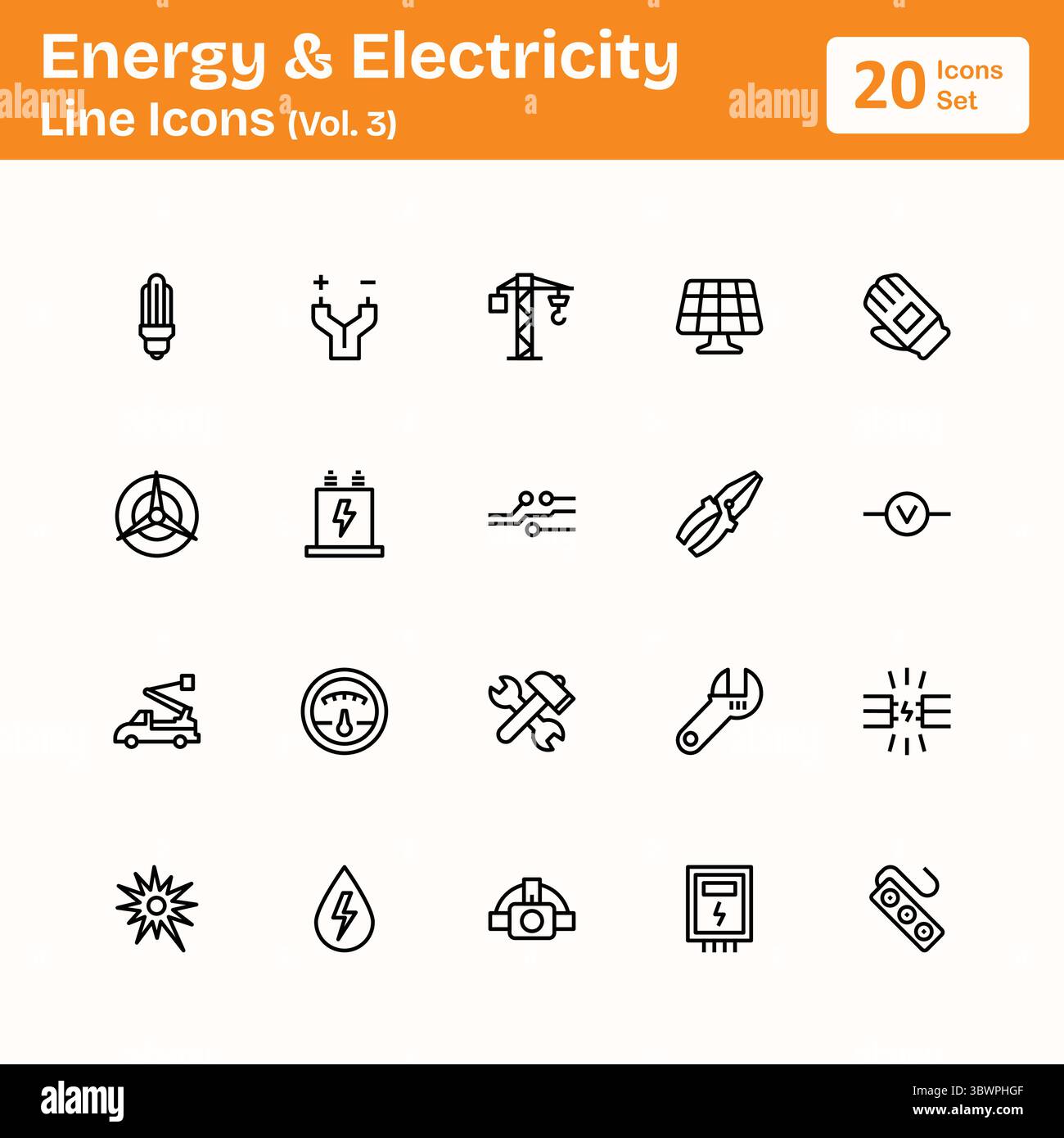 Icone di energia e linea elettrica (Vol. 3) Illustrazione Vettoriale